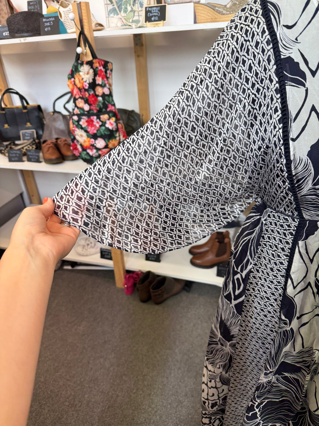 Monsoon navy and white pattern maxi dress