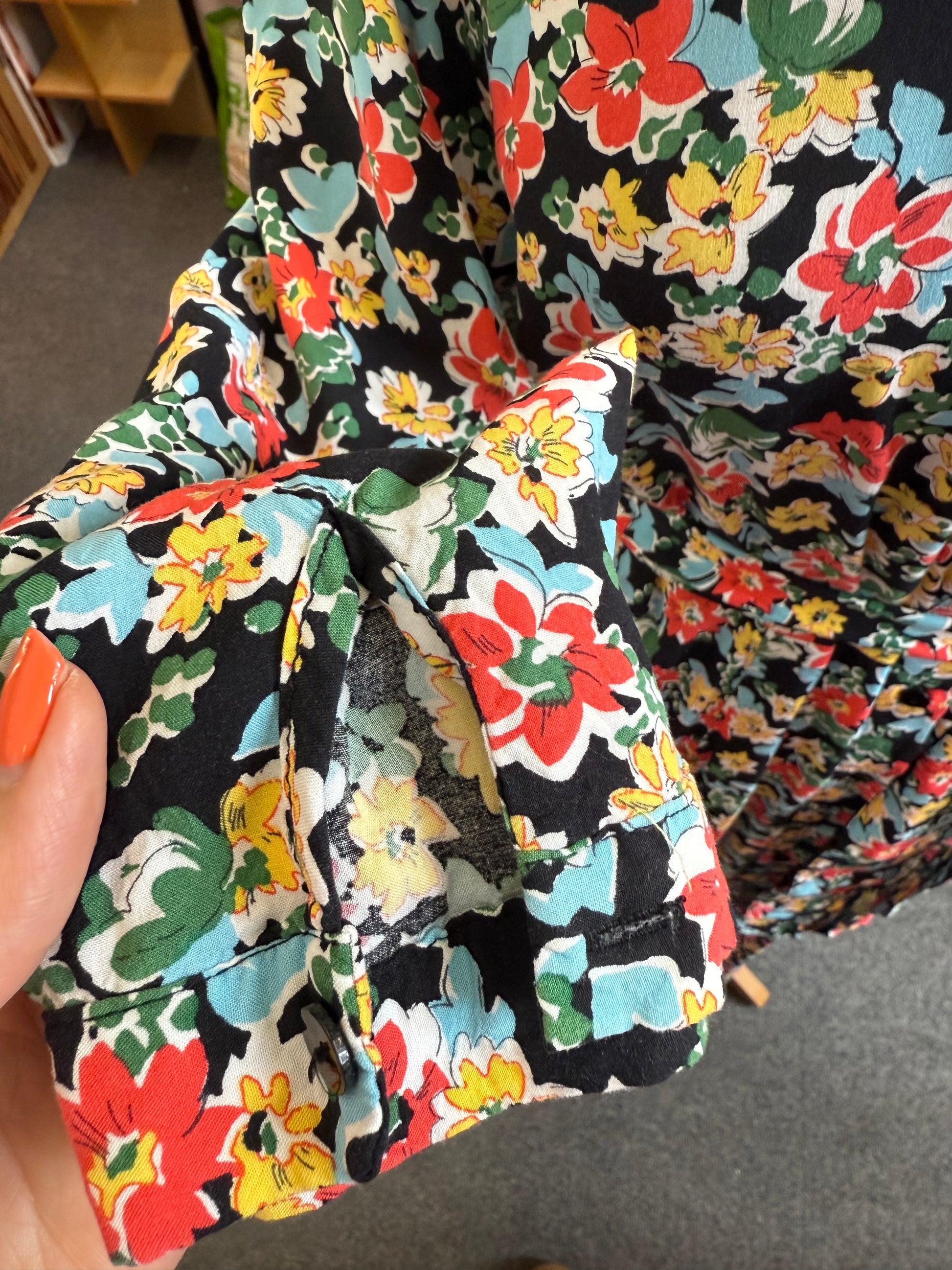 Zara floral long sleeved buttoned and belted maxi dress