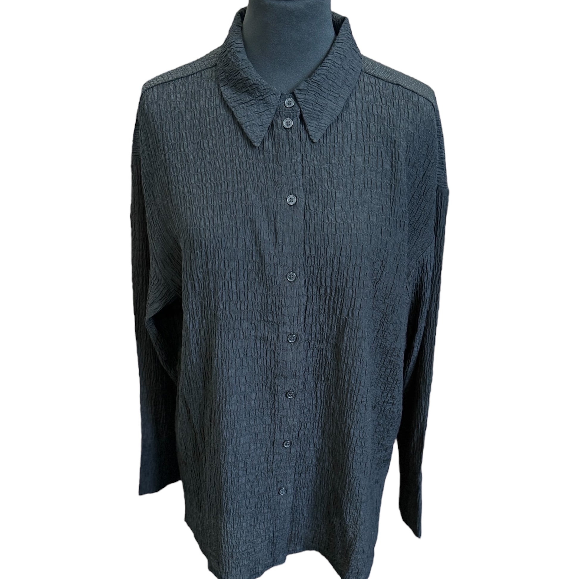 Bershka black crinkle oversize blouse