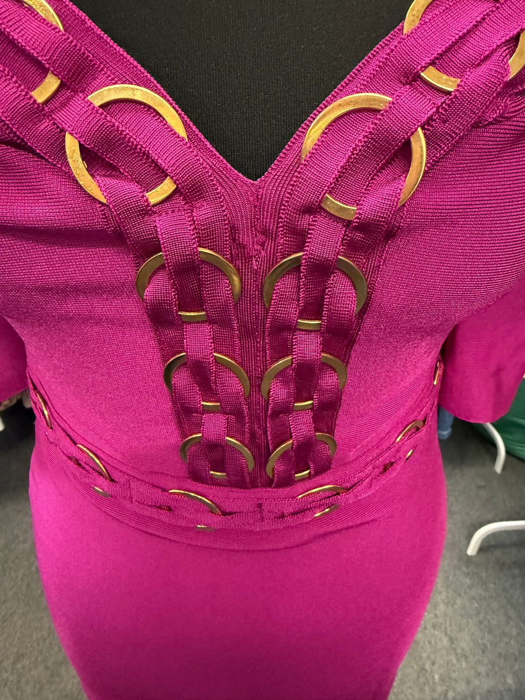 Pink Boutique off the shoulder short sleeve ring detail bandeau dress