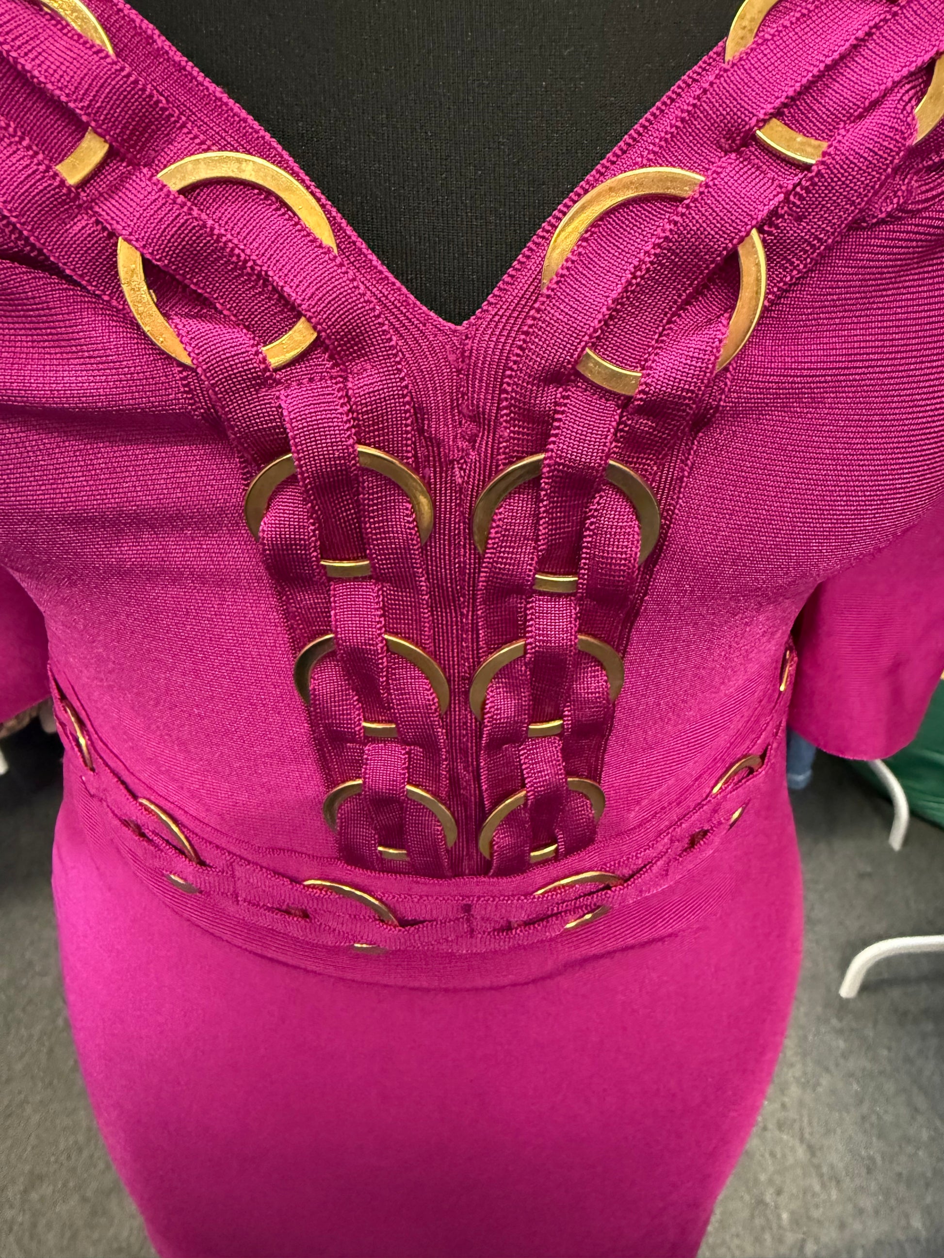 Pink Boutique off the shoulder short sleeve ring detail bandeau dress