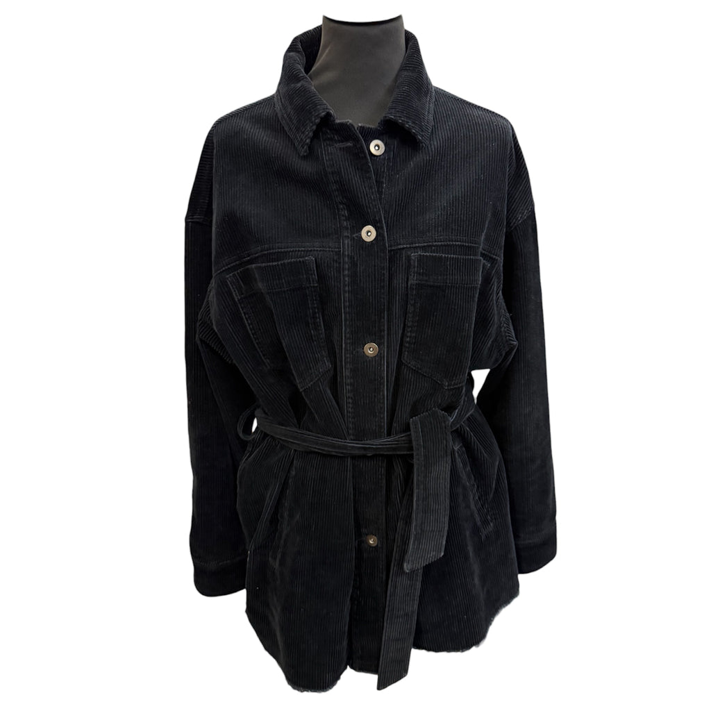 Zara black cord belted jacket
