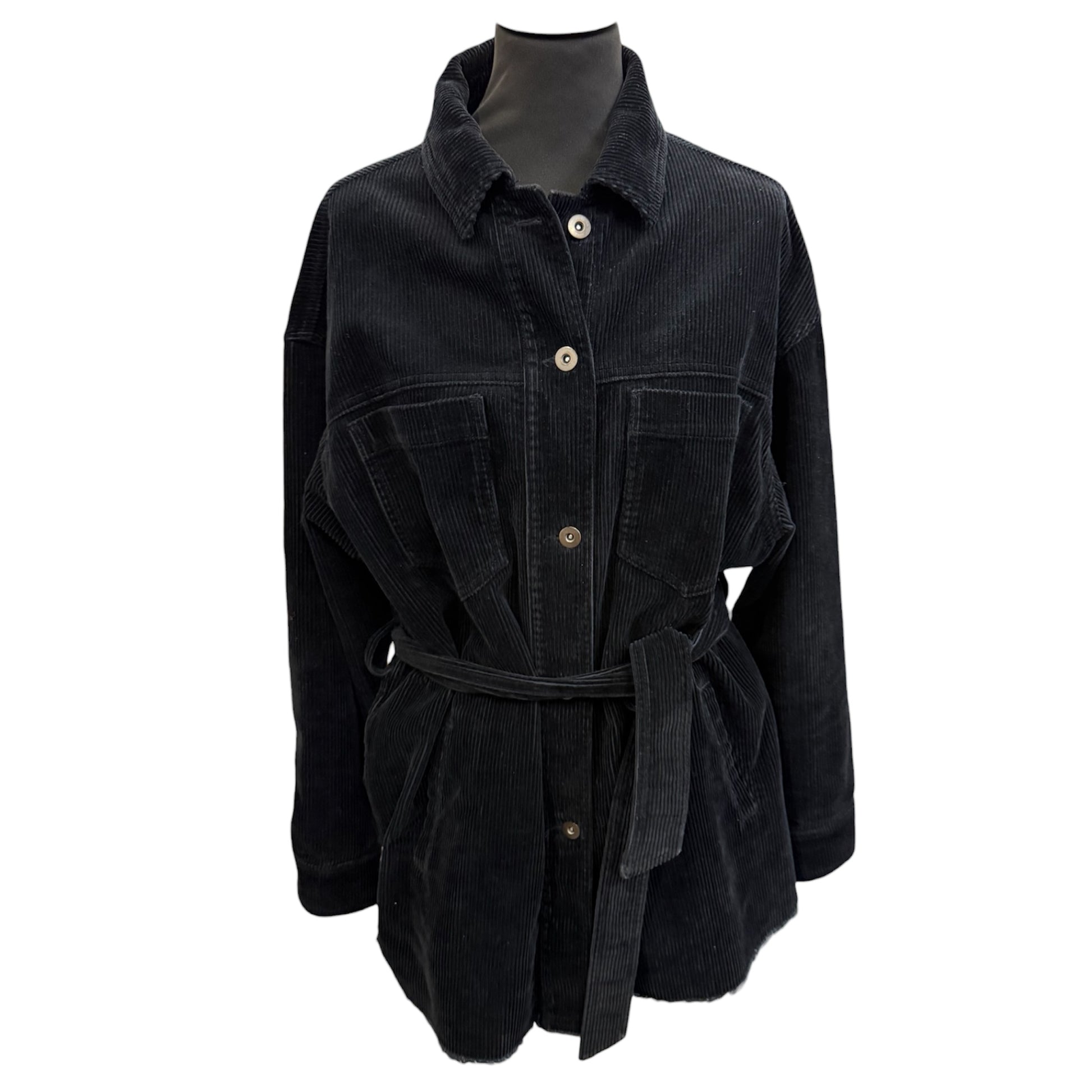 Zara black cord belted jacket