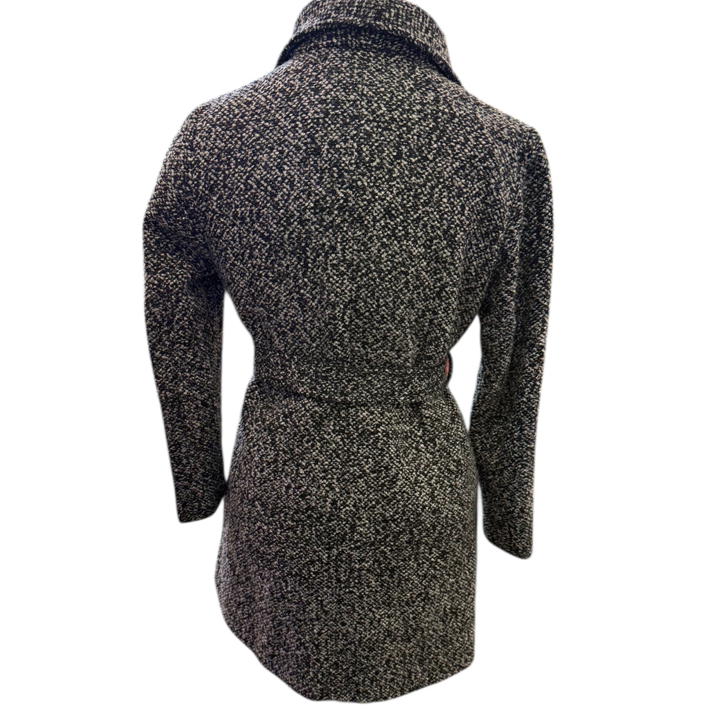 Next black and white collared belted coat