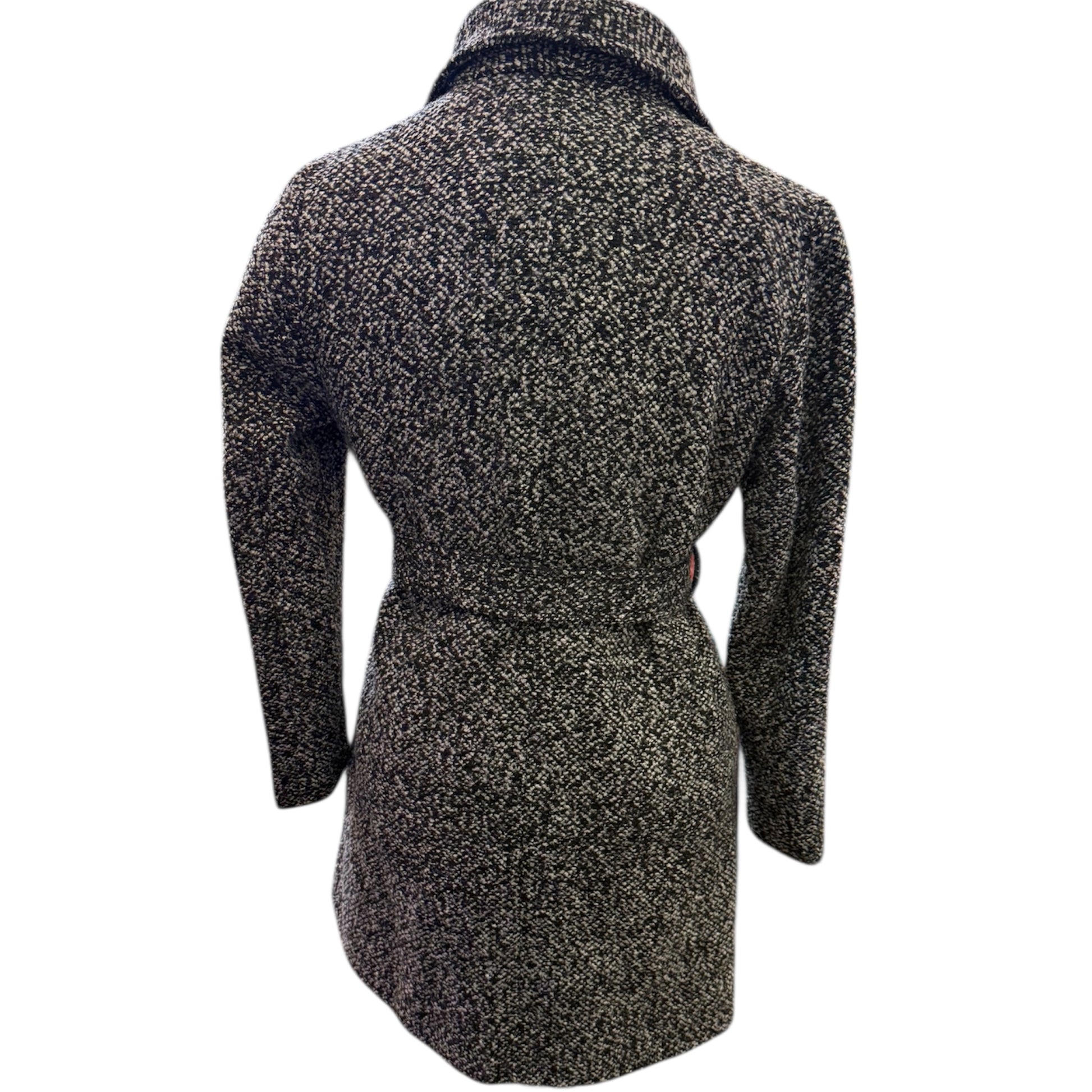 Next black and white collared belted coat