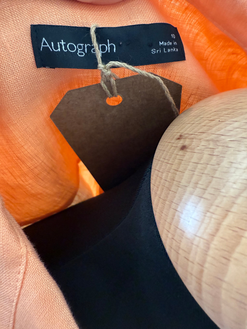 M&S orange linen collared button blouse