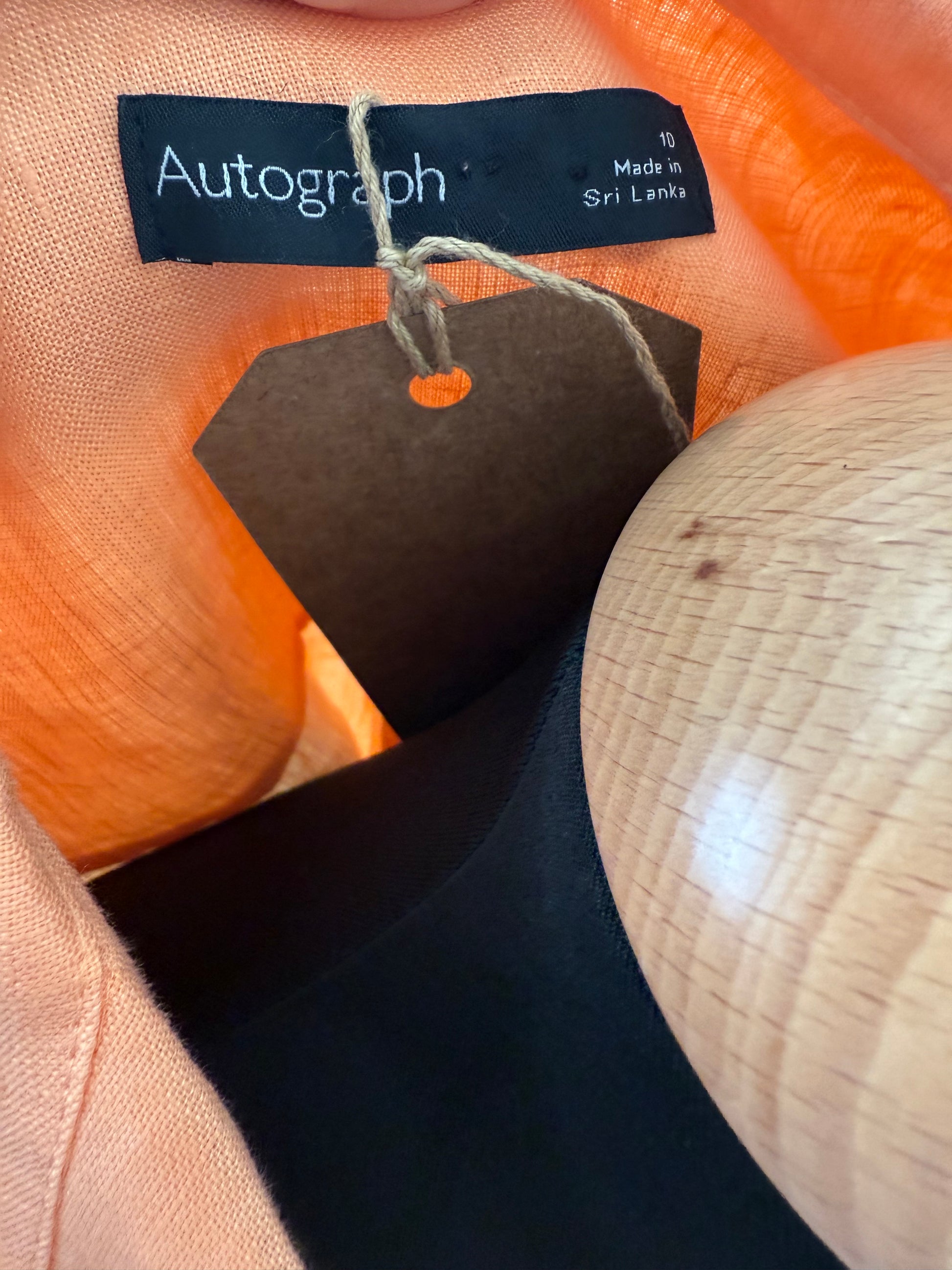 M&S orange linen collared button blouse