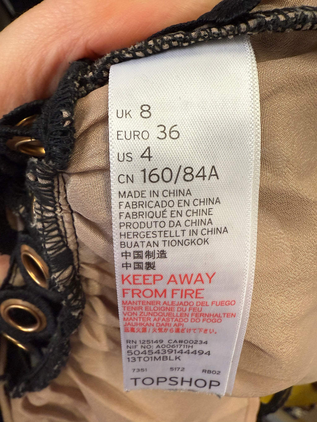 Topshop black crochet bronze hoop peplum top