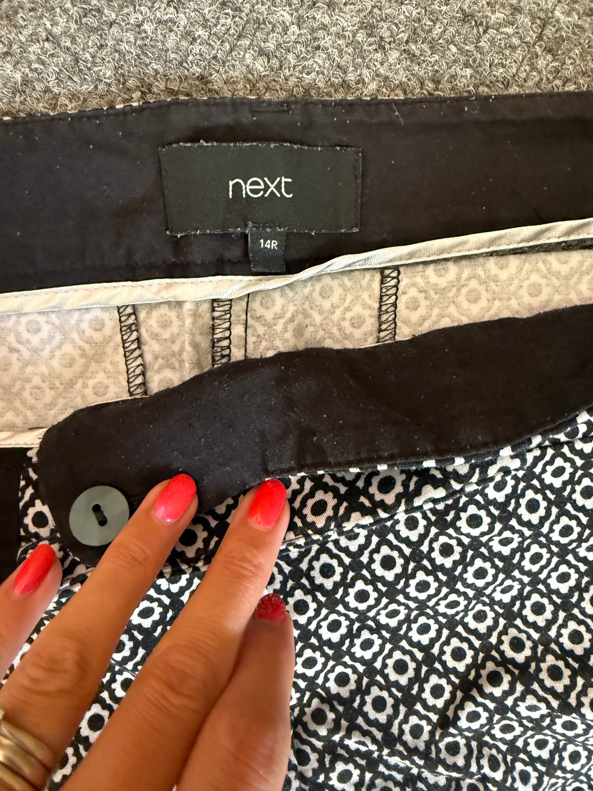 Next geometric print tapered trousers