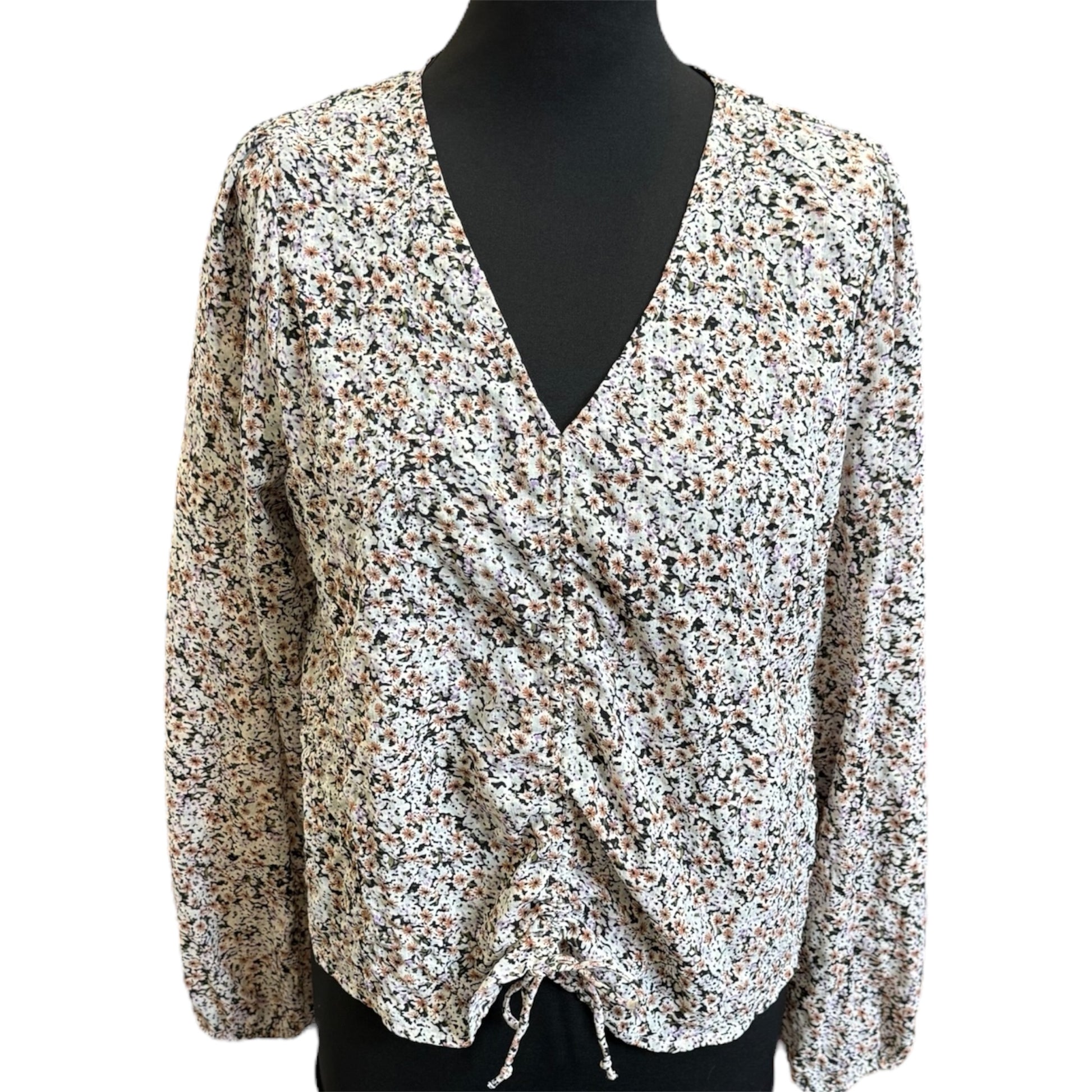 Only floral tie bottom blouse