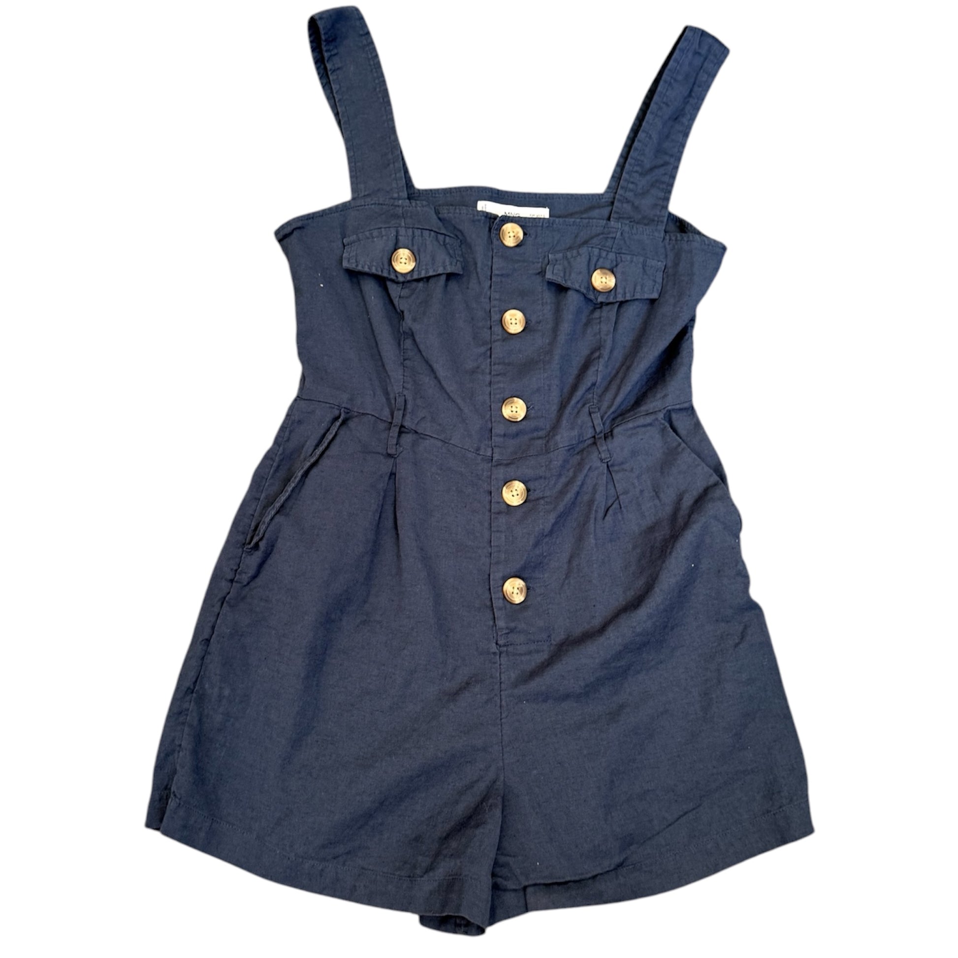 Mango navy button sleeveless playsuit