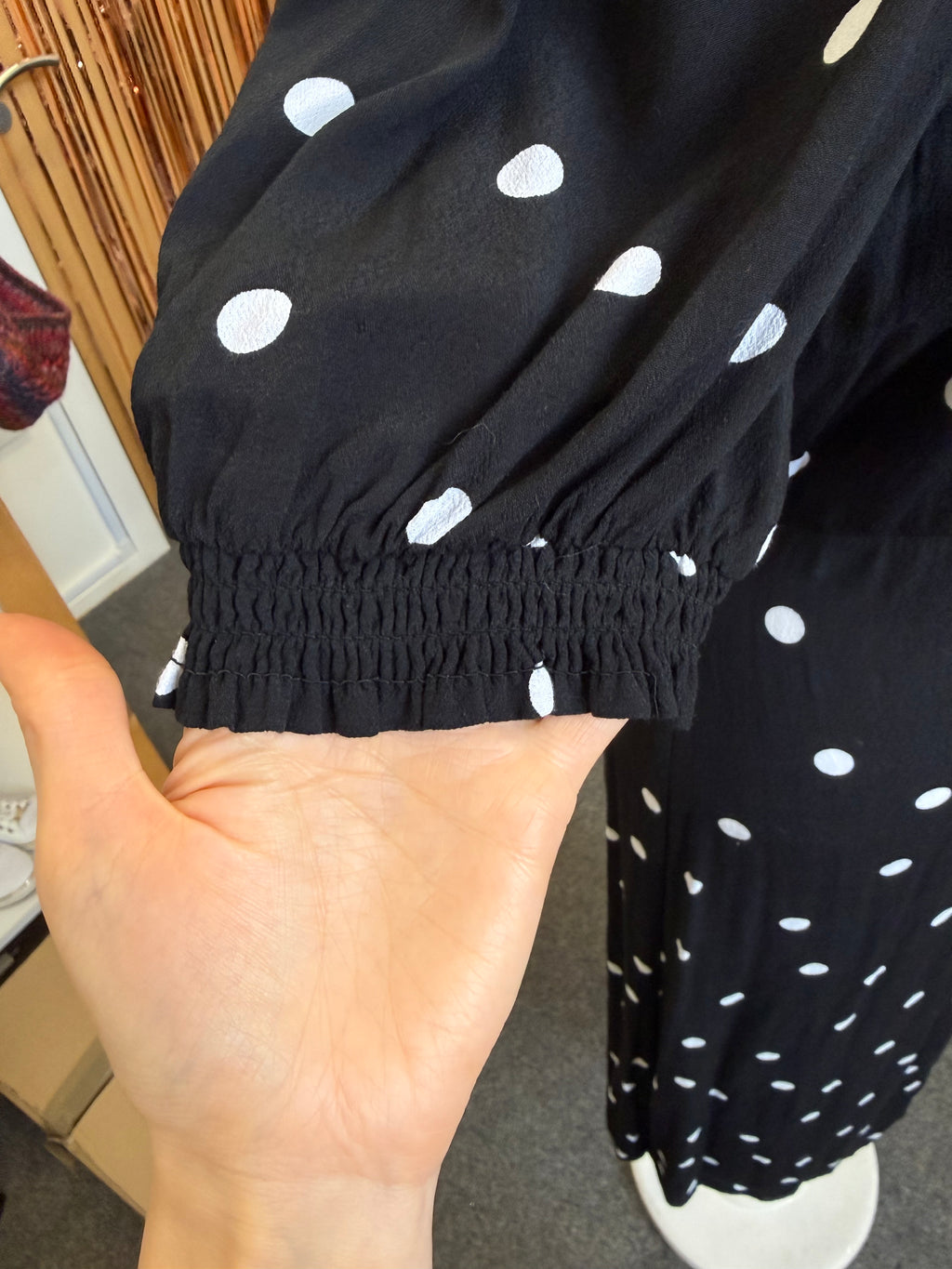 AnyDay black and white polka dot midi dress