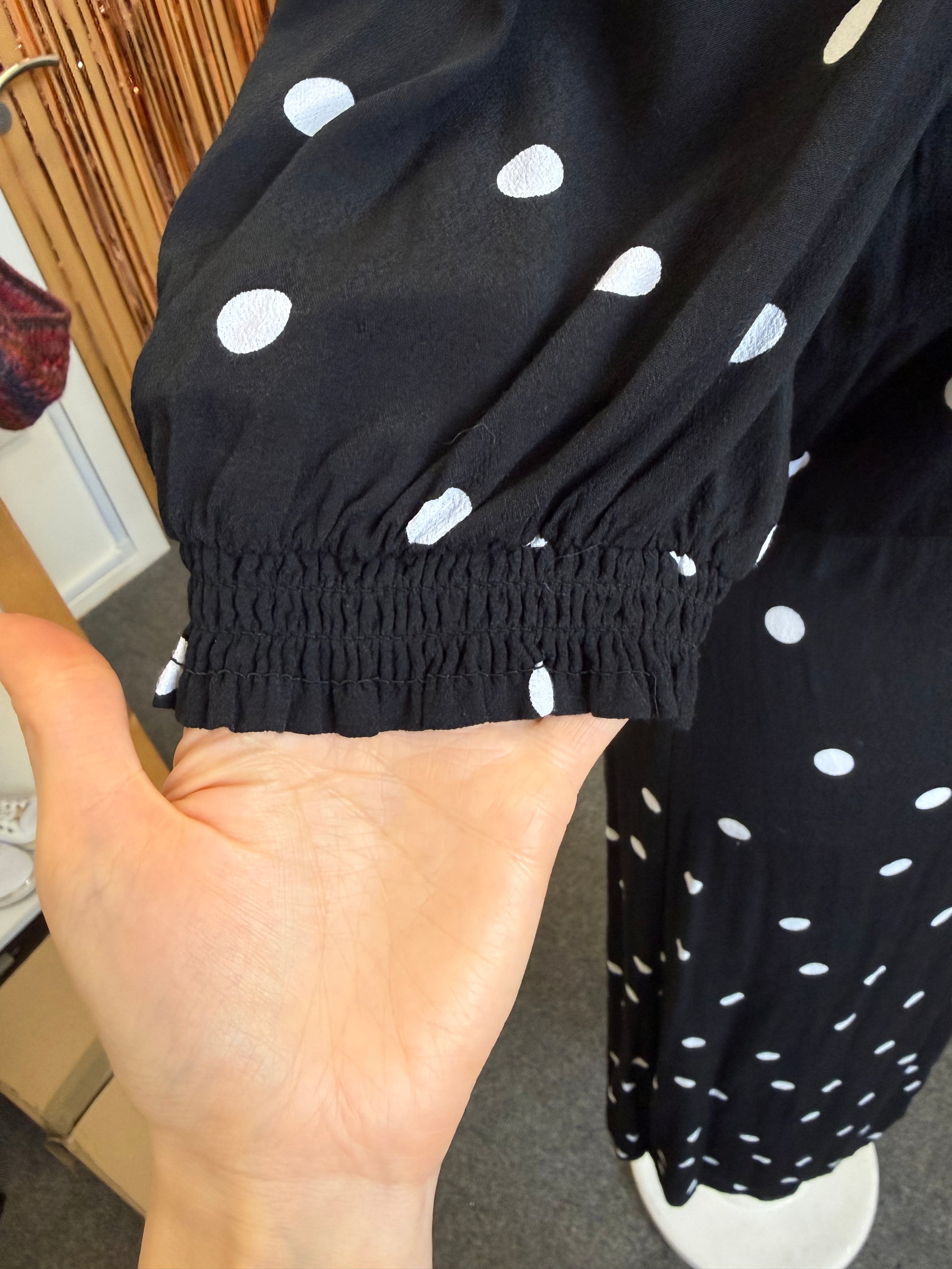 AnyDay black and white polka dot midi dress