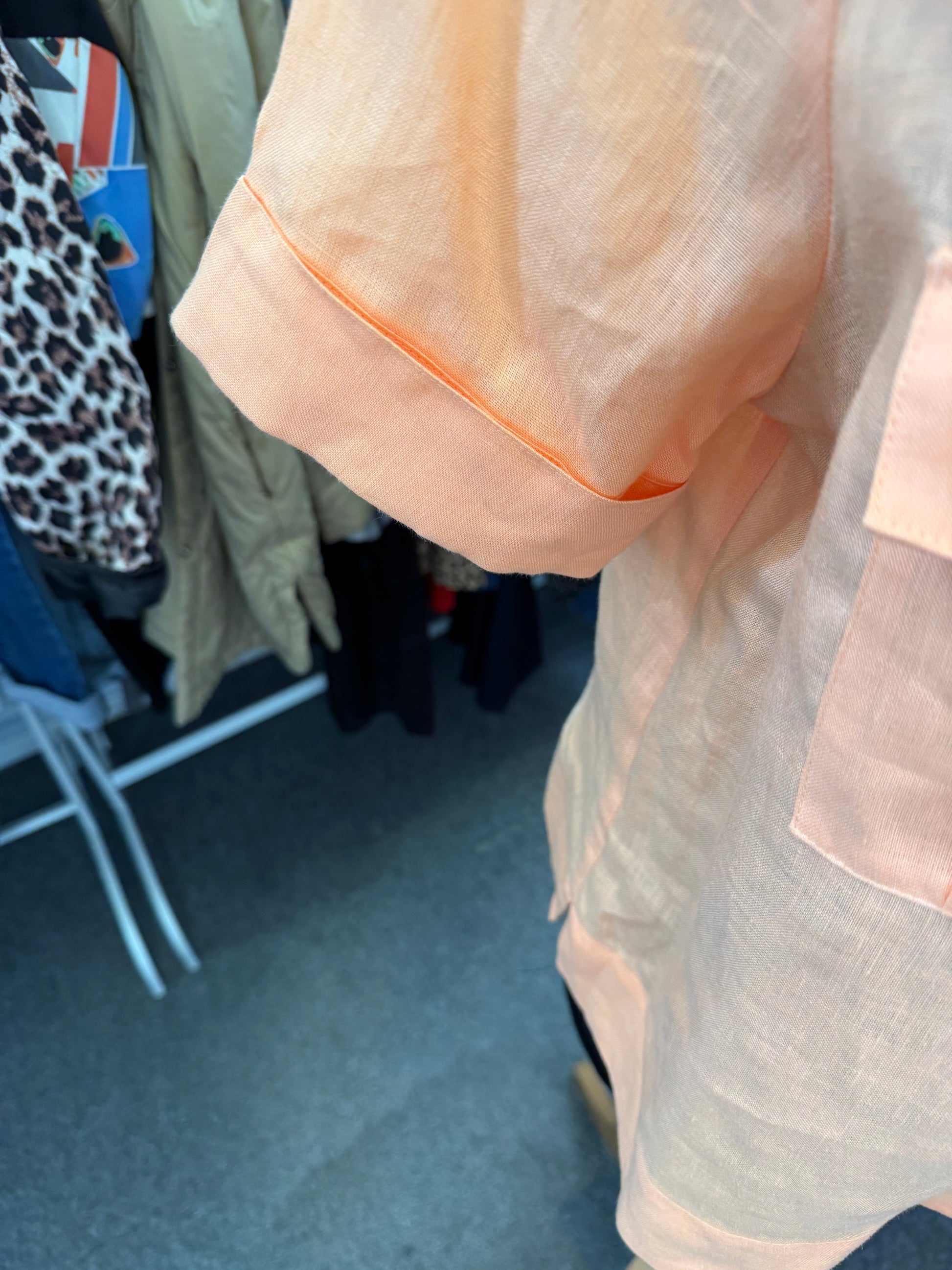 M&S orange linen collared button blouse