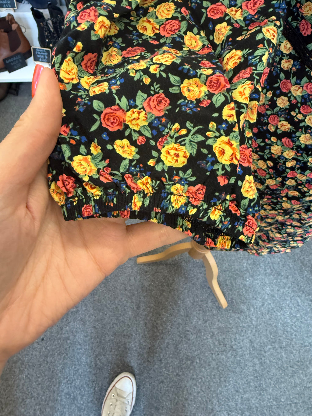 Oasis red and yellow floral high neck long sleeve mini dress