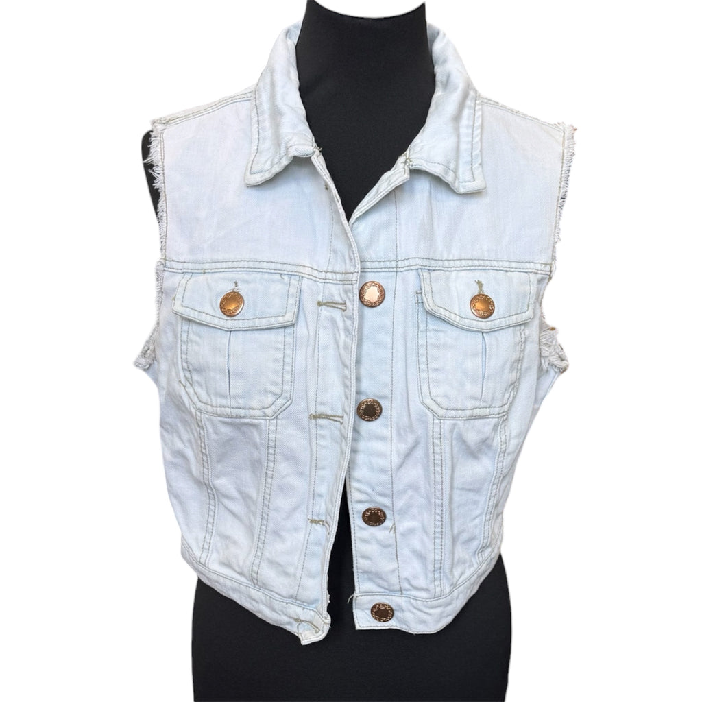 Primark light blue denim waistcoat