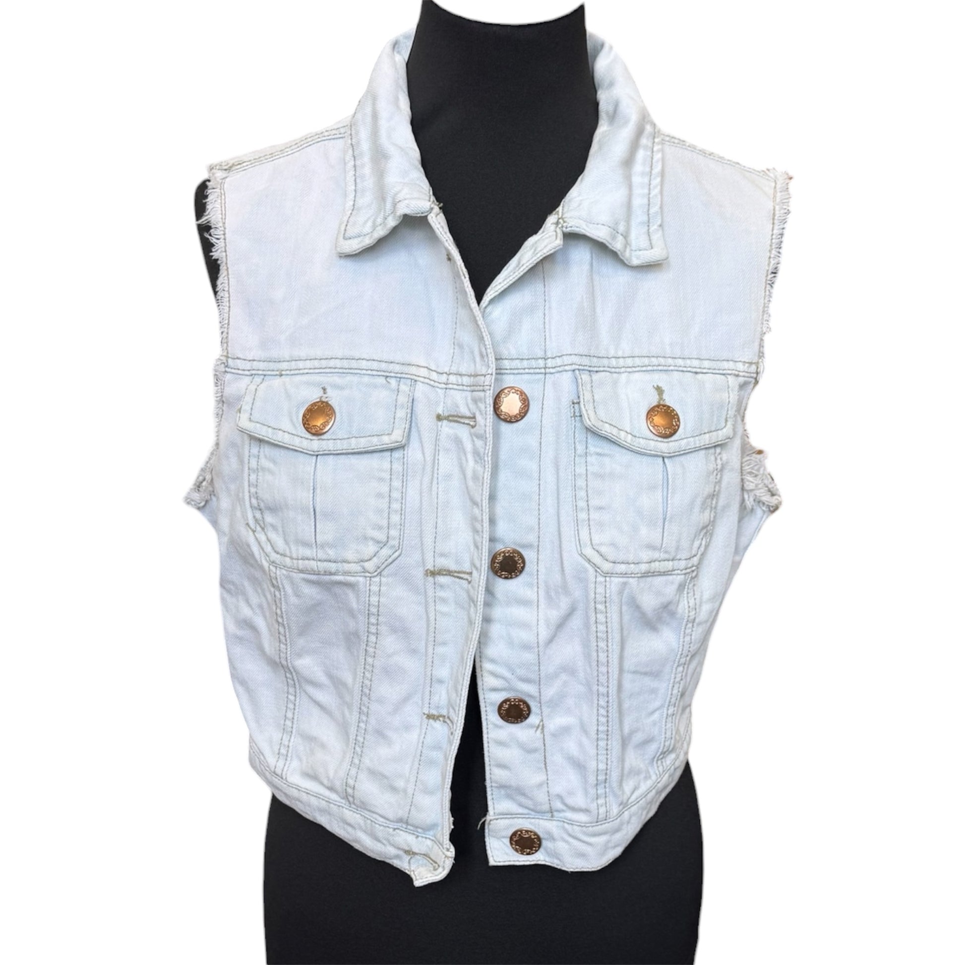 Primark light blue denim waistcoat