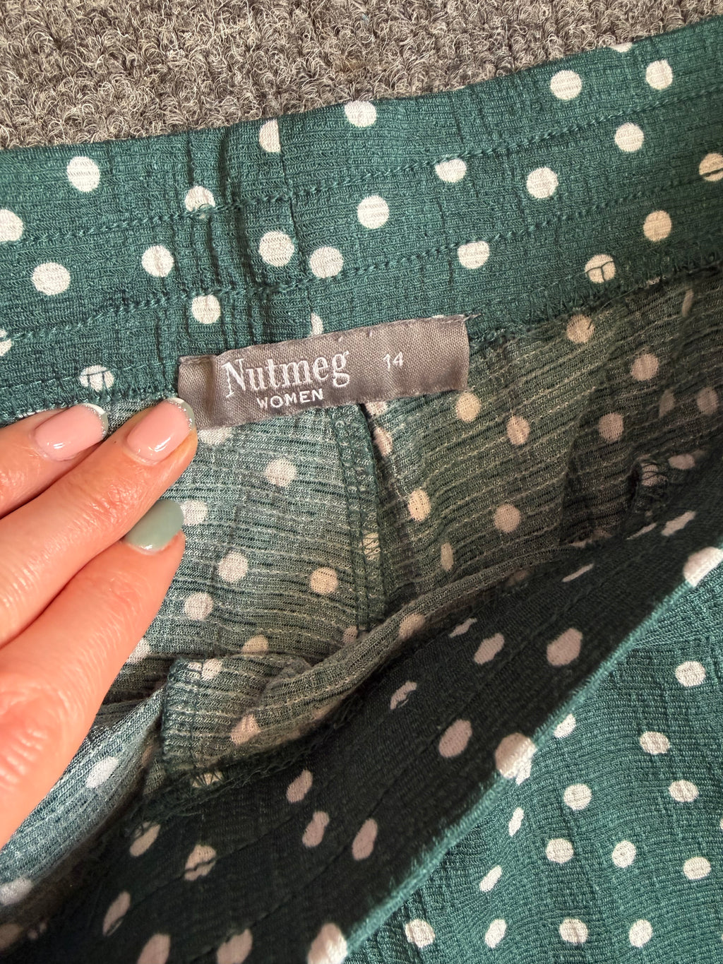 Nutmeg polka dot wide leg cropped trousers