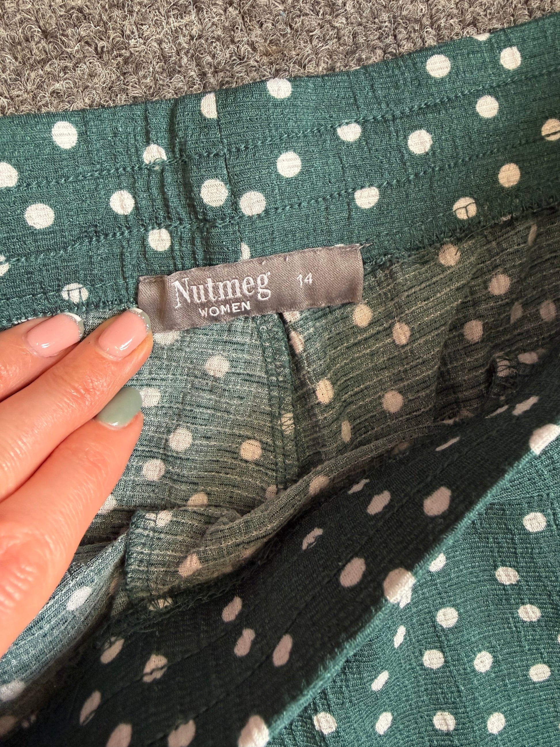 Nutmeg polka dot wide leg cropped trousers