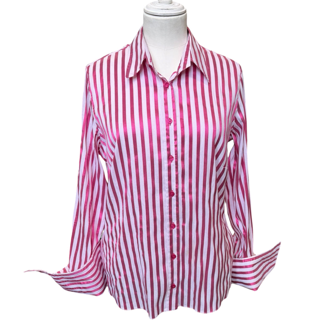 M&S pink stripe large cuff shirt