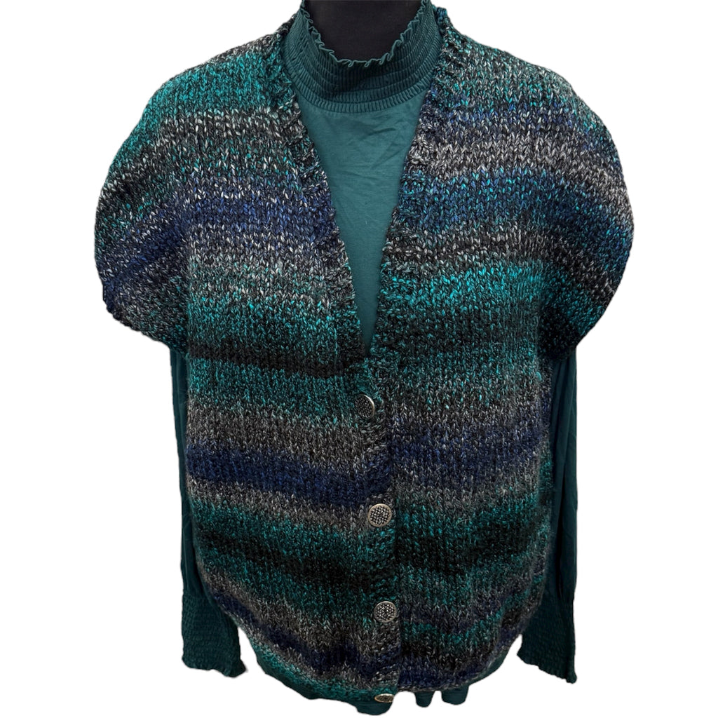 Soya concept long sleeve top and hand knit waistcoat