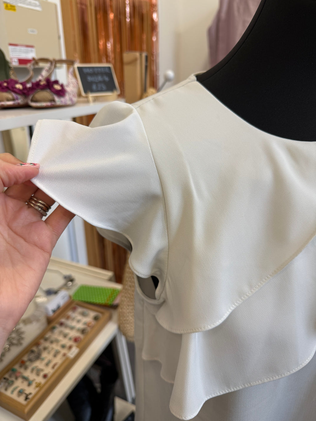 Oasis white frill blouse