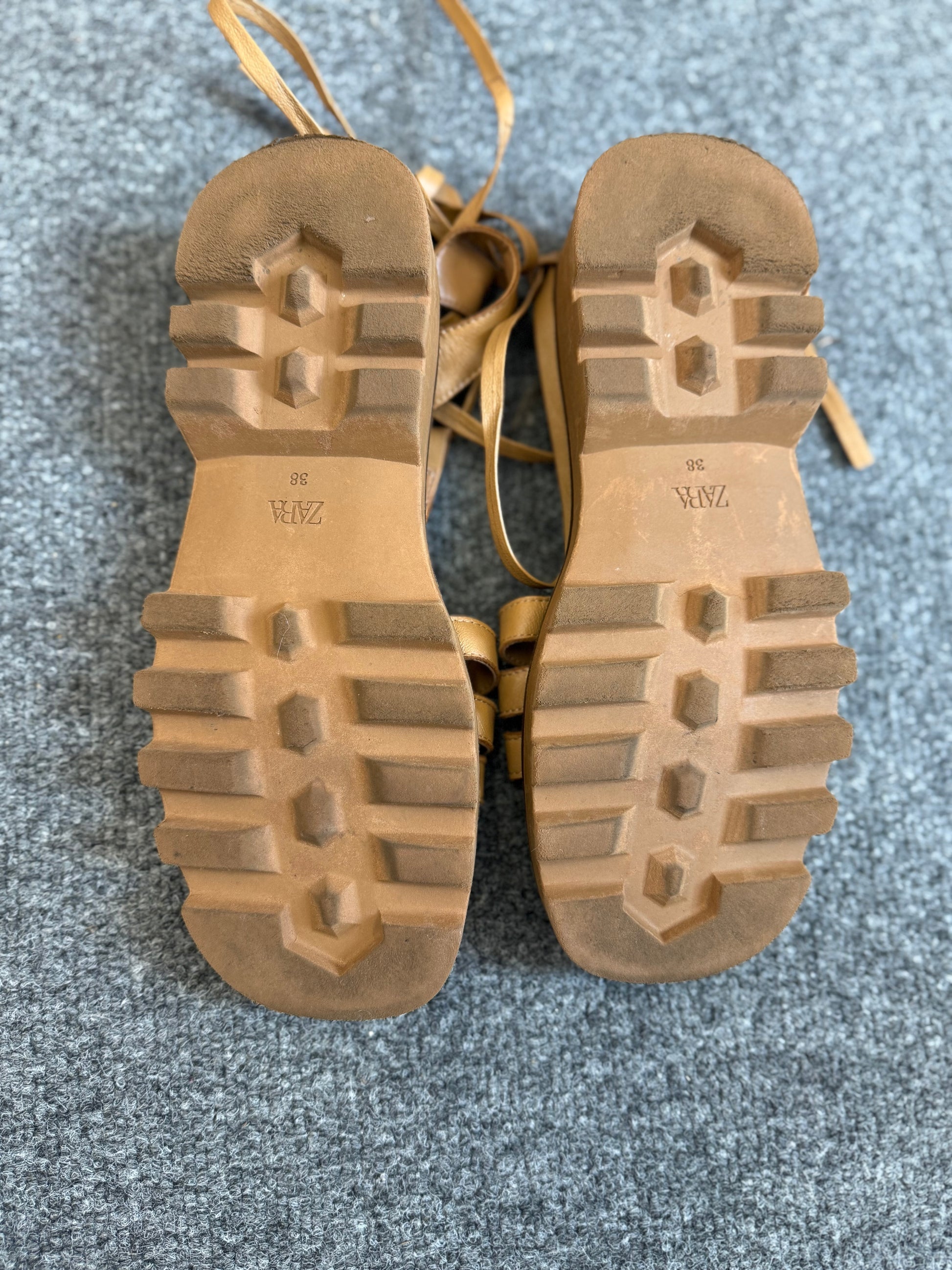 Zara brown chunky strappy sandals