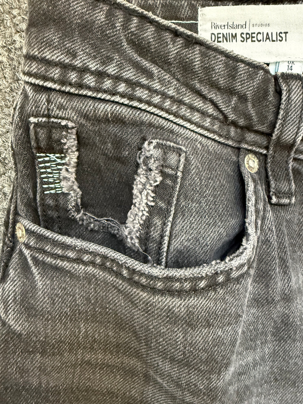 River Island black distressed look mom jeans