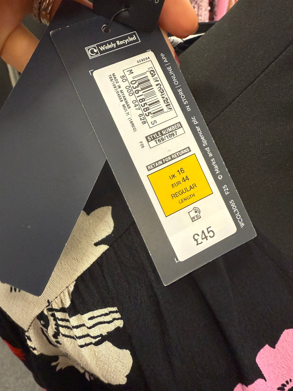 M&S floral long sleeved long dress
