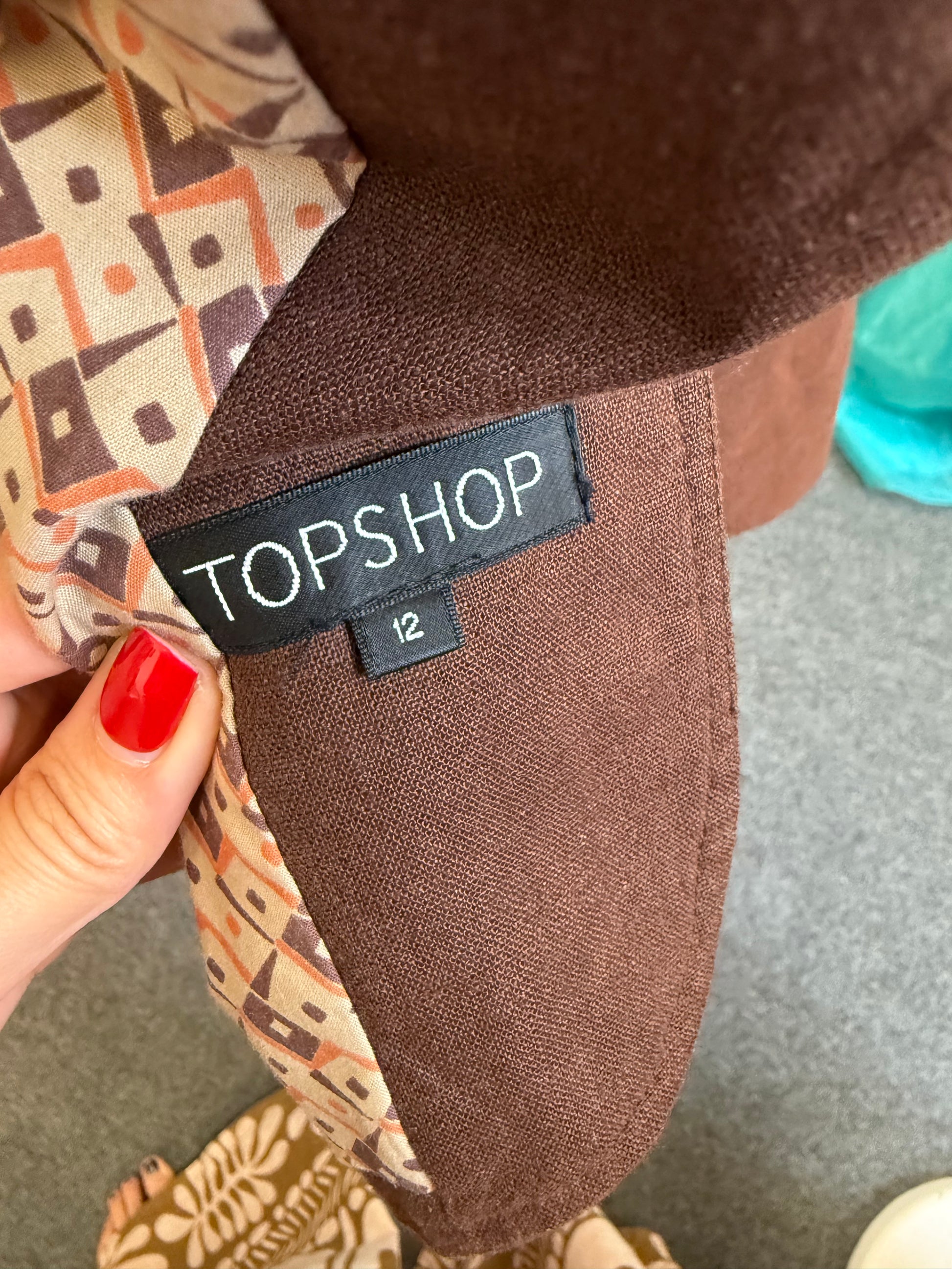 Topshop vintage fitted brown blazer