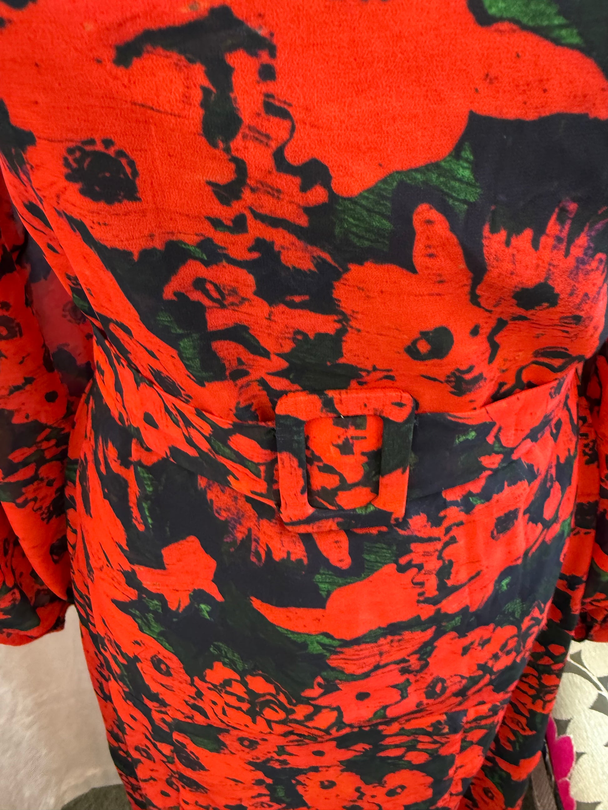 Hope & Ivy rose print high neck long sleeved midi dress