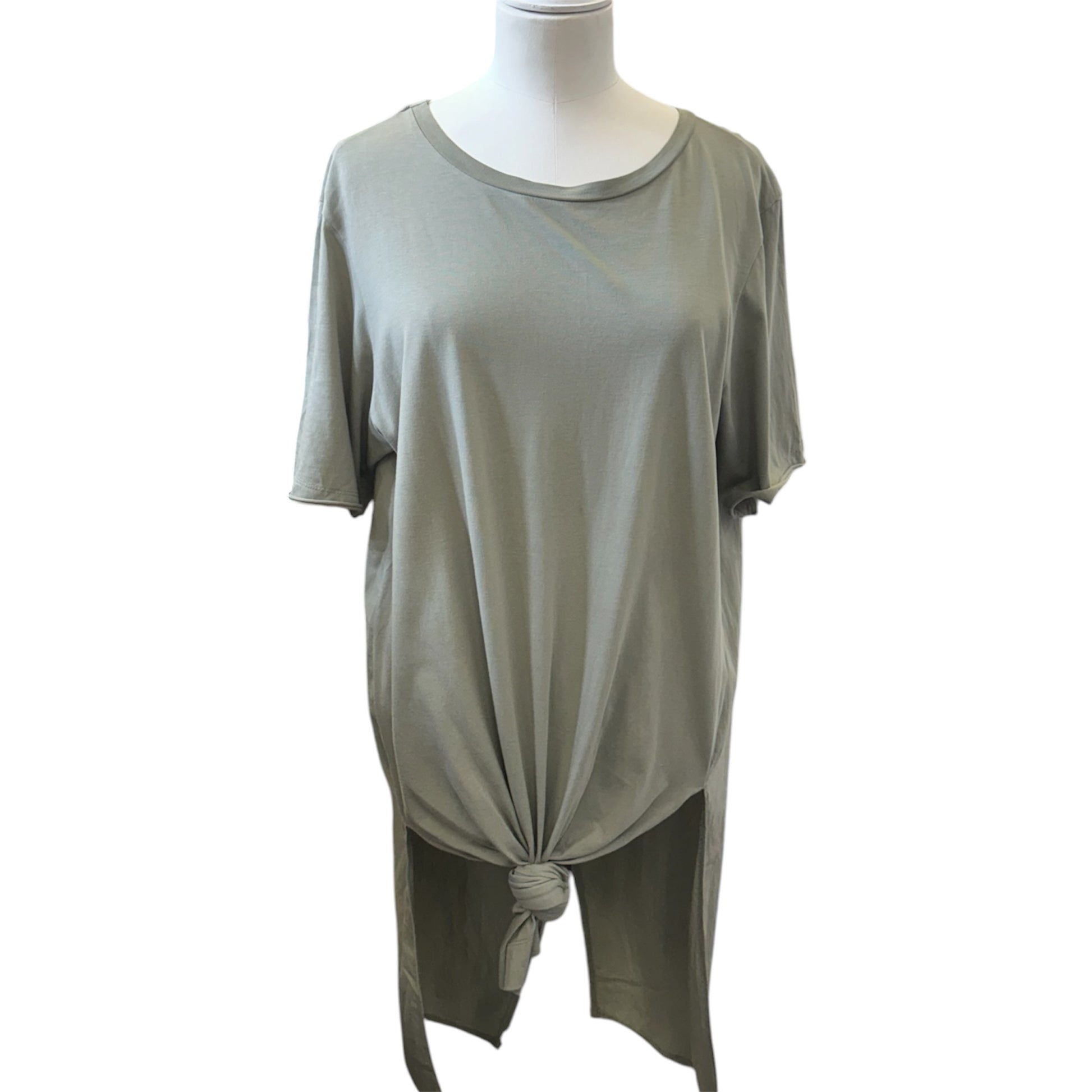 Zara khaki longline tie front top