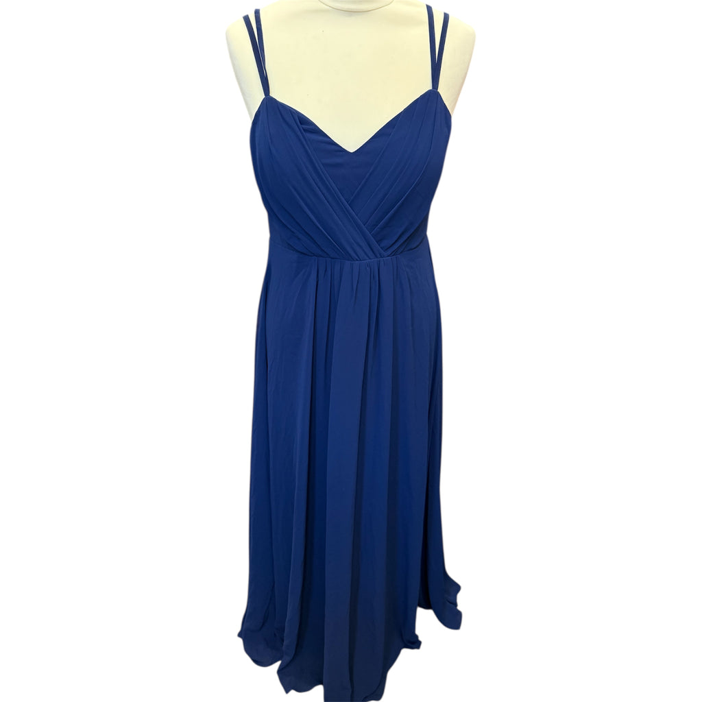 Navy strappy back detail occasion dress