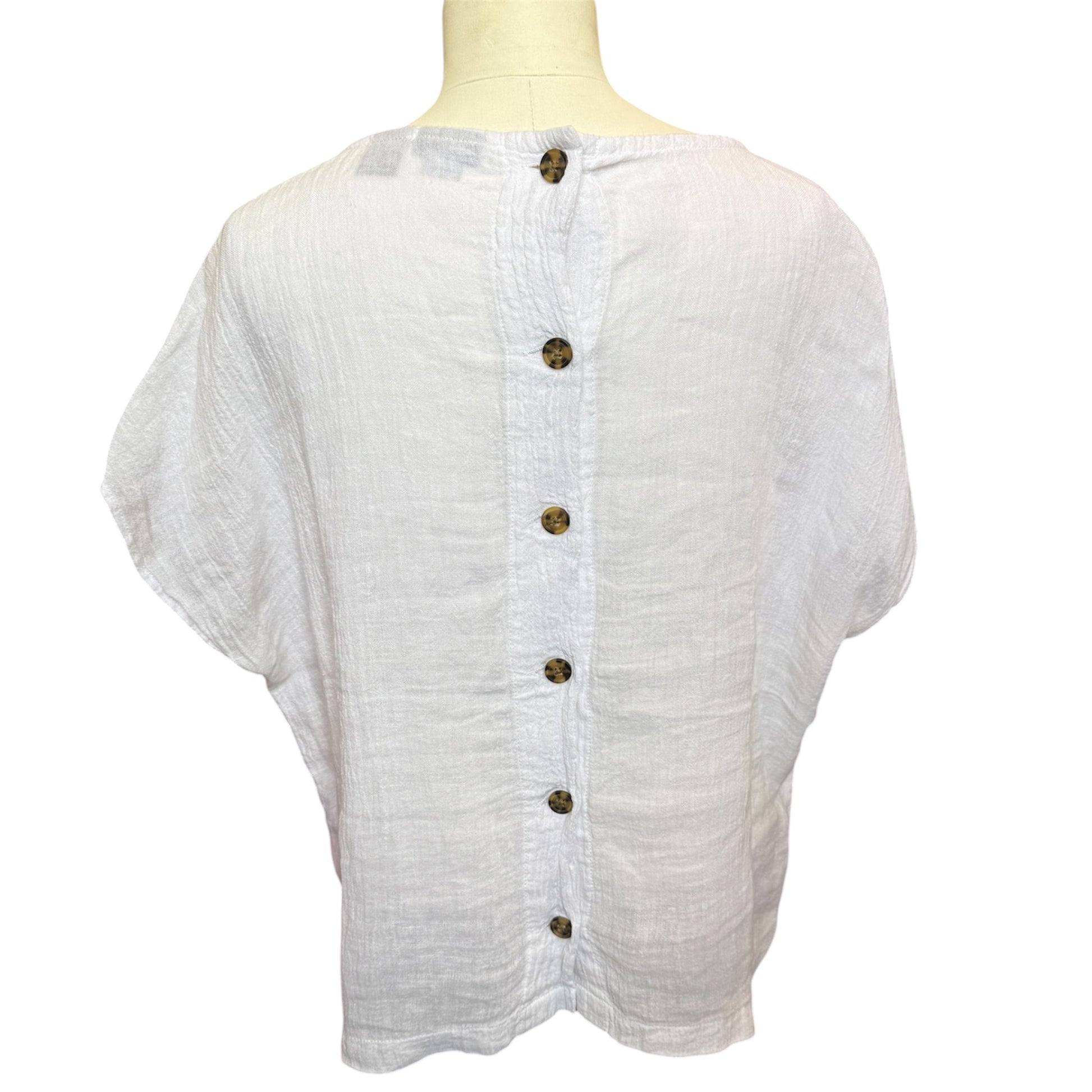 White linen button bag oversize top