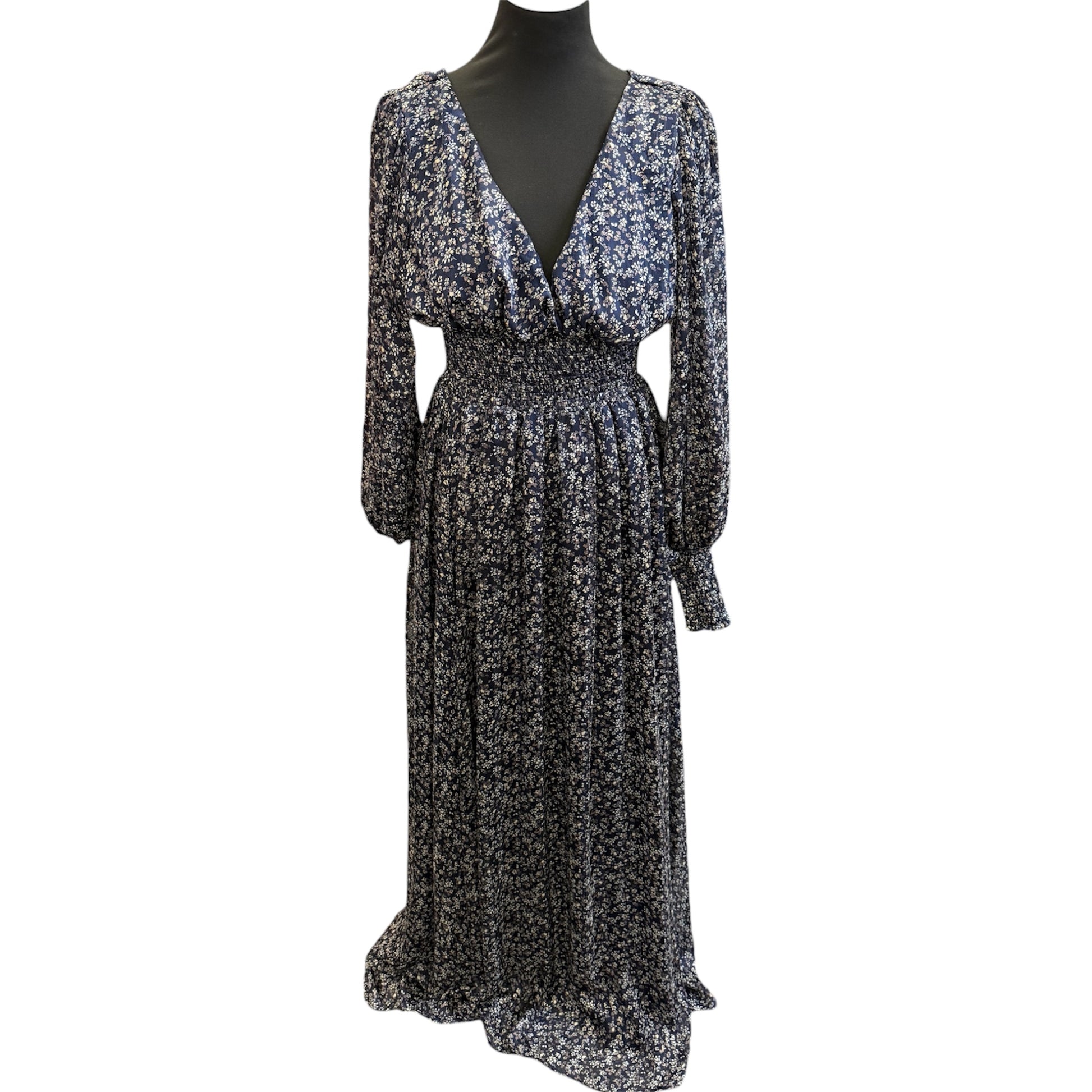 Navy floral long sleeve maxi dress