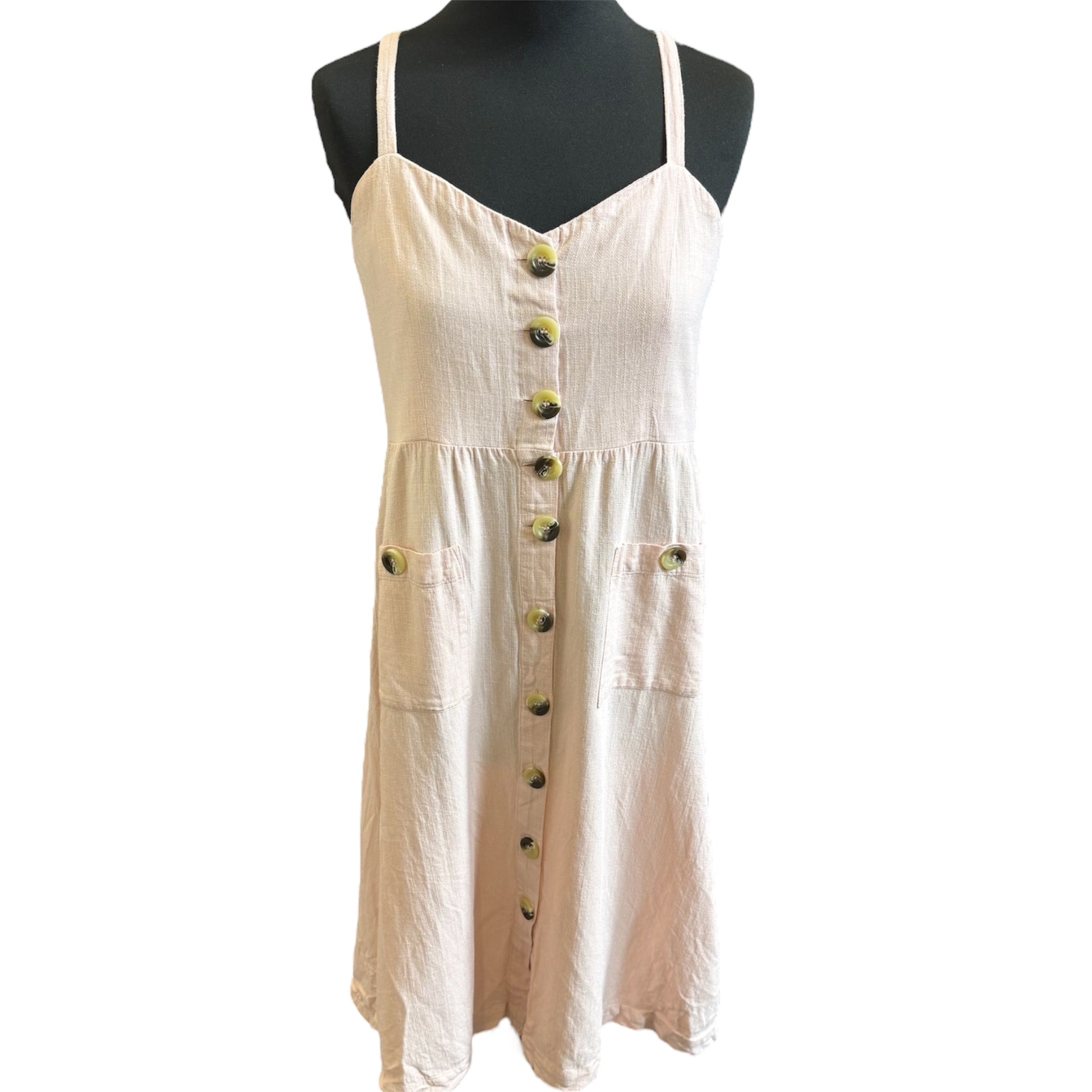 Vila Clothing pink button dress