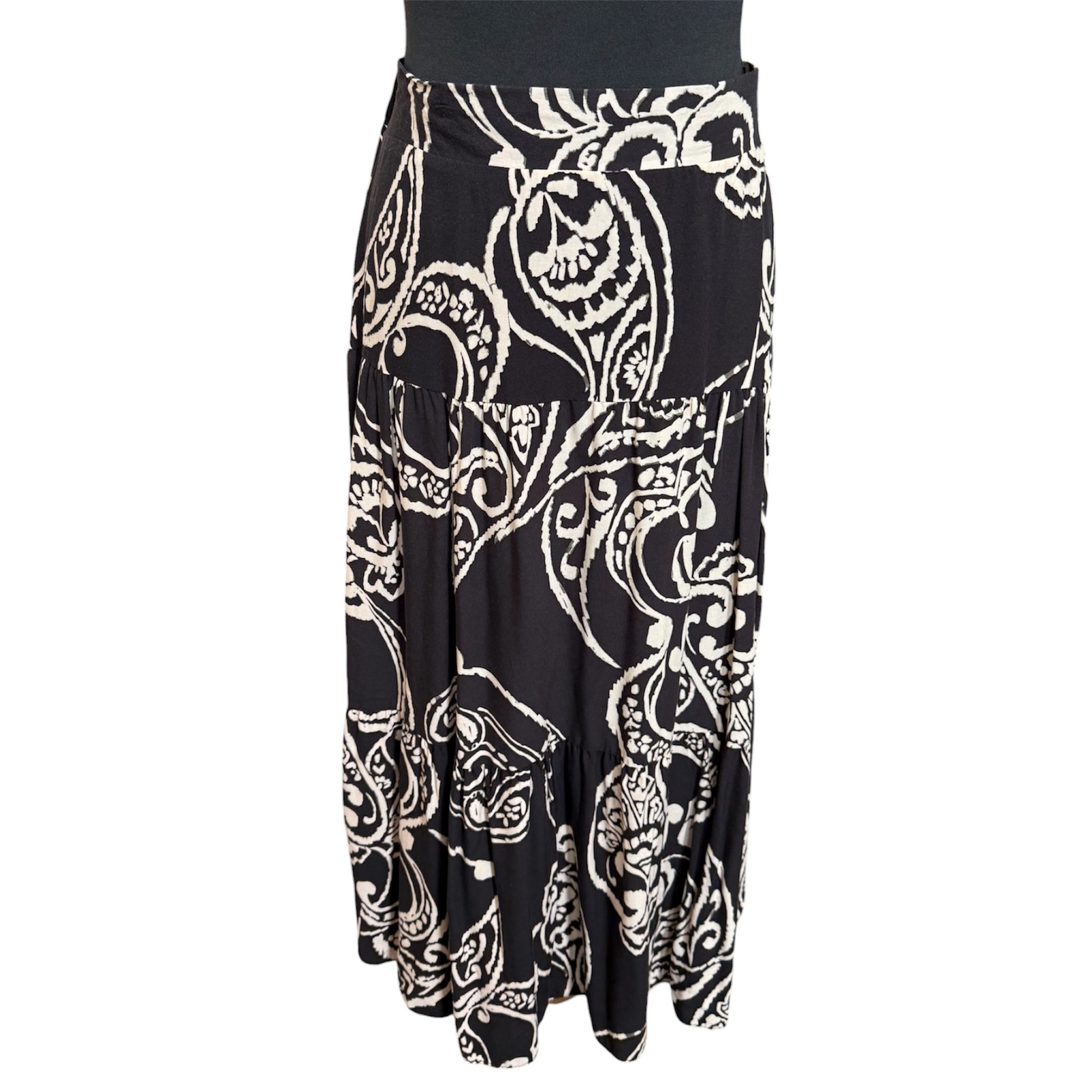 George black and cream print midi skirt