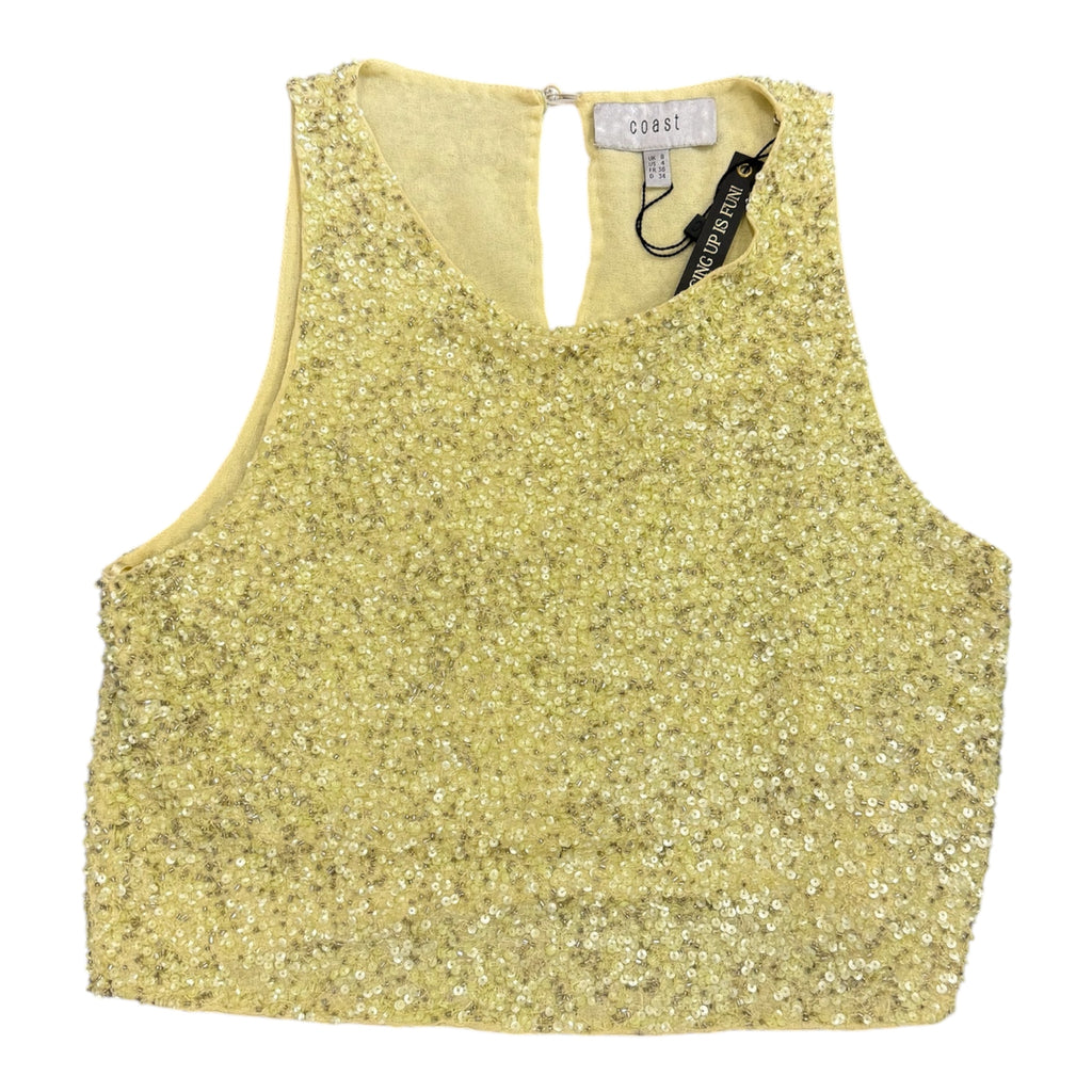 Coast yellow sequin crop evening top