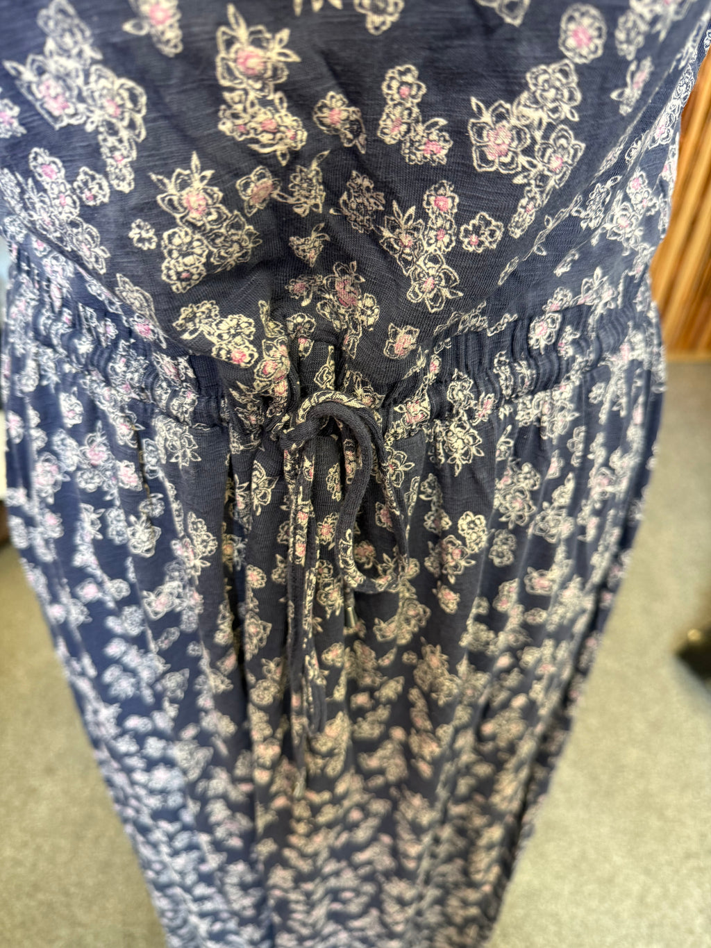 M&S sleeveless floral tie waist midi dress