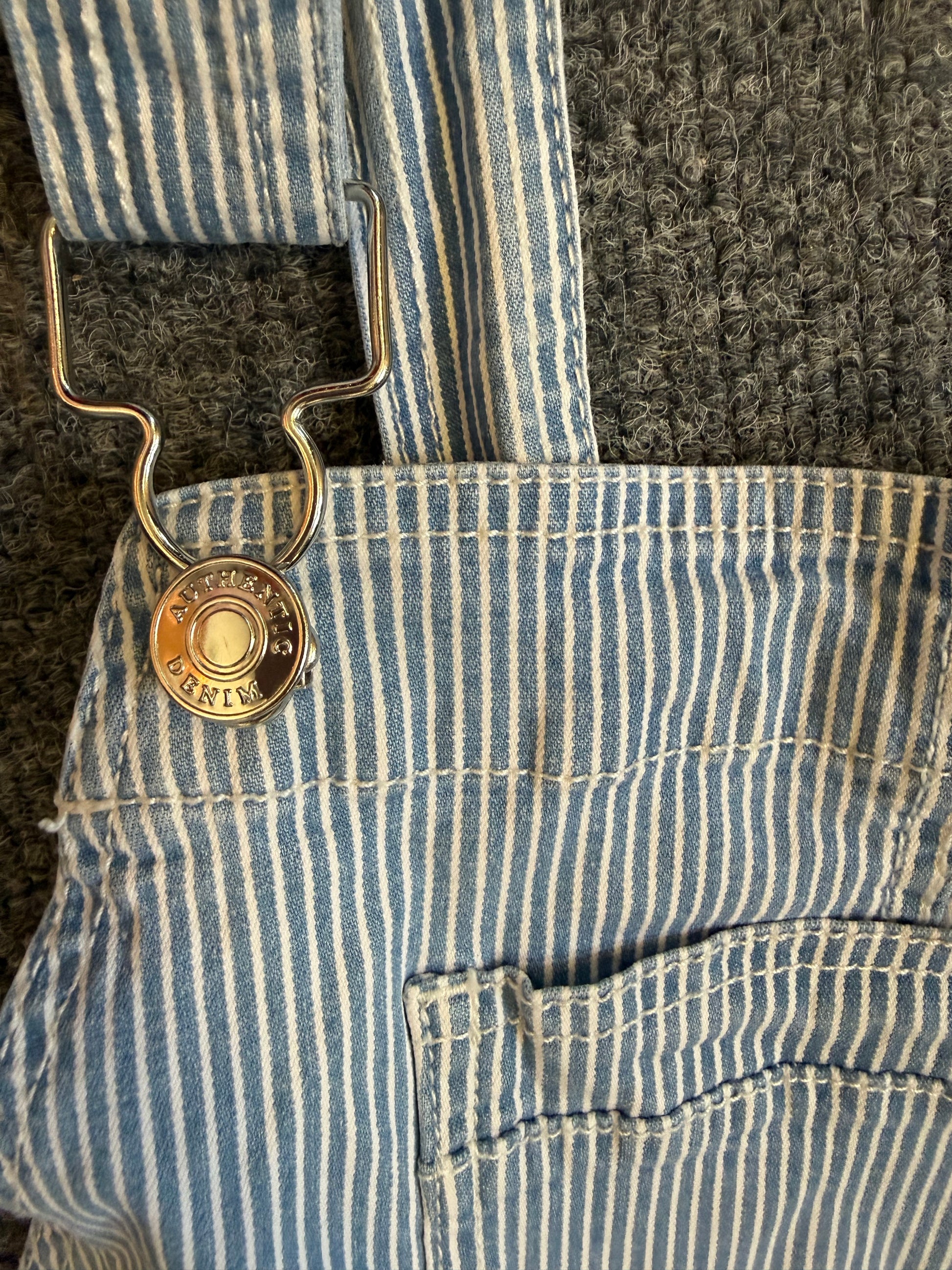 Denim stripe denim shorts dungarees