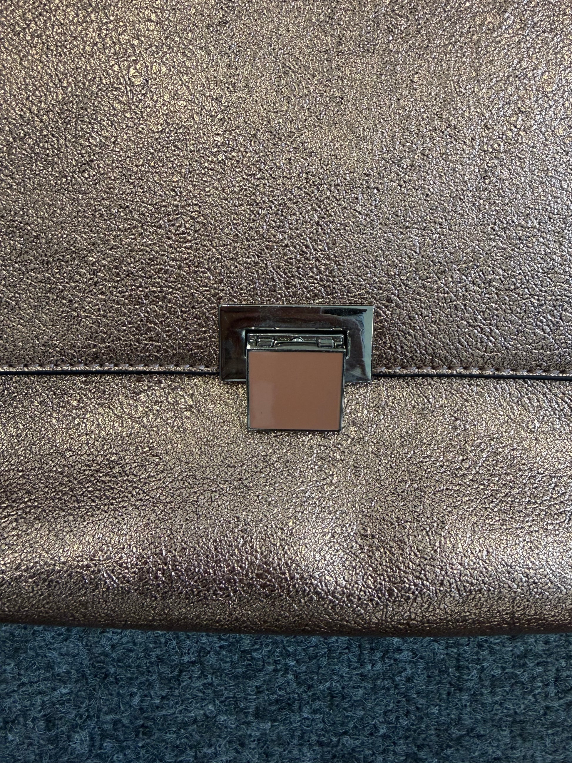 Faith rose gold metallic clutch bag