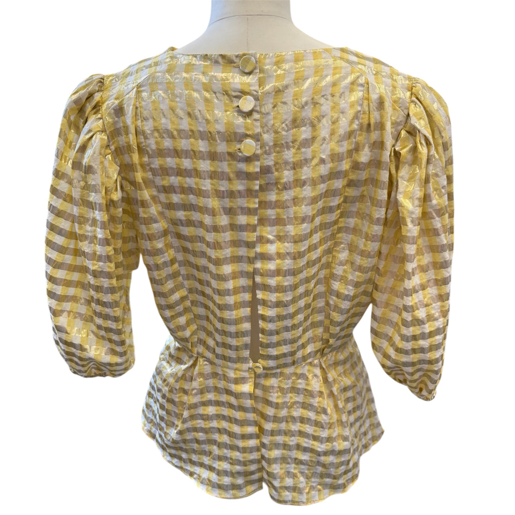 ASOS yellow and gold gingham peplum top