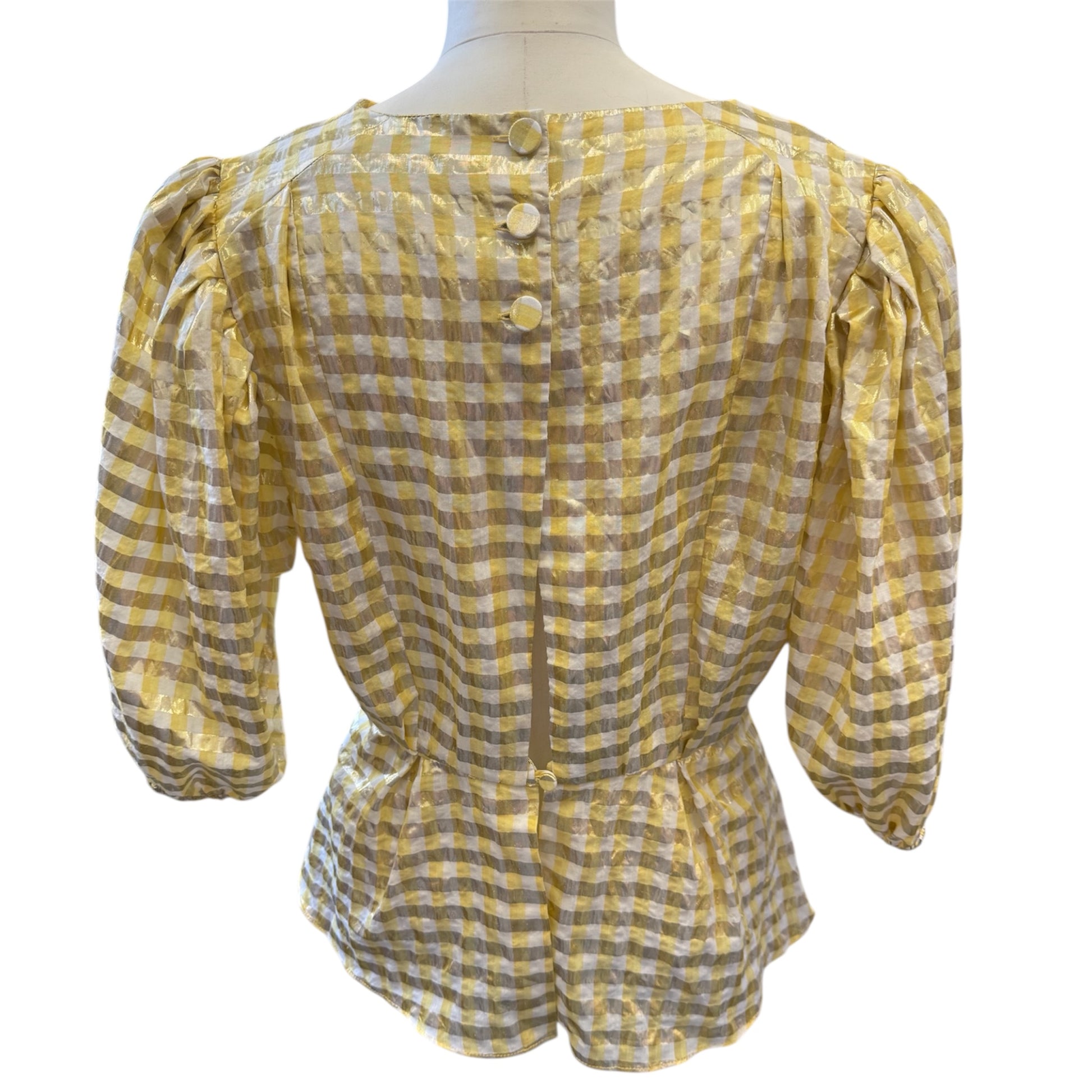 ASOS yellow and gold gingham peplum top