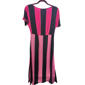Christopher John Roger’s pink and black stripe midi dress with pockets