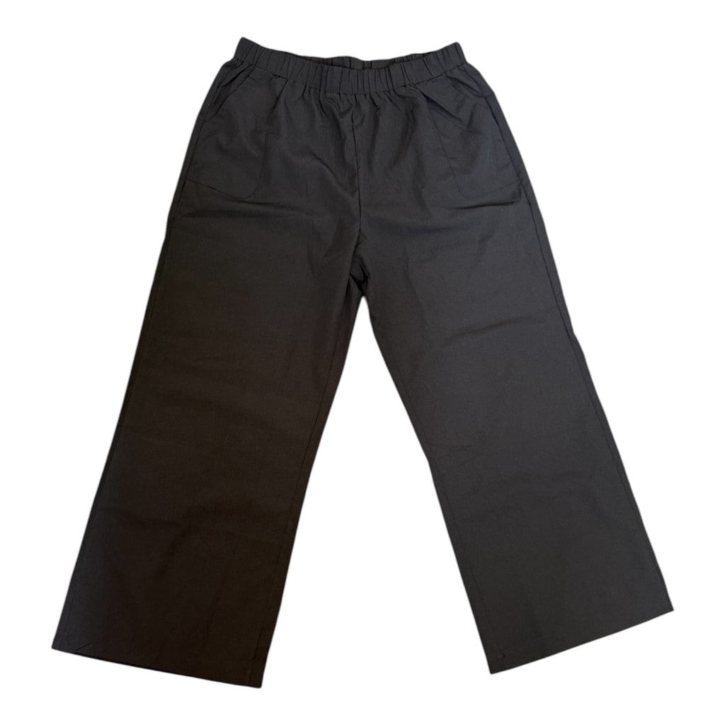 Black wide leg crop trousers