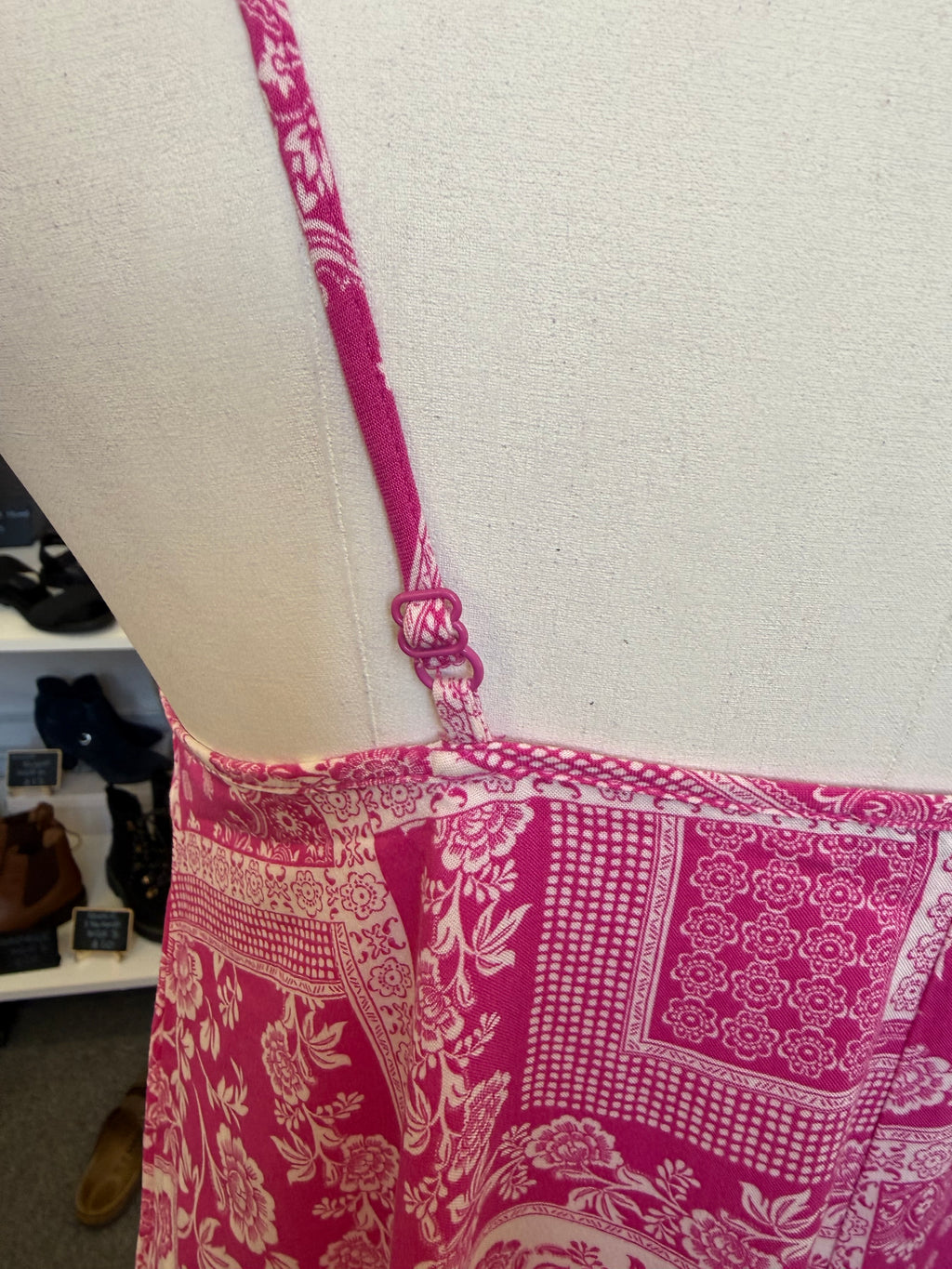George pink and white print strappy mini dress