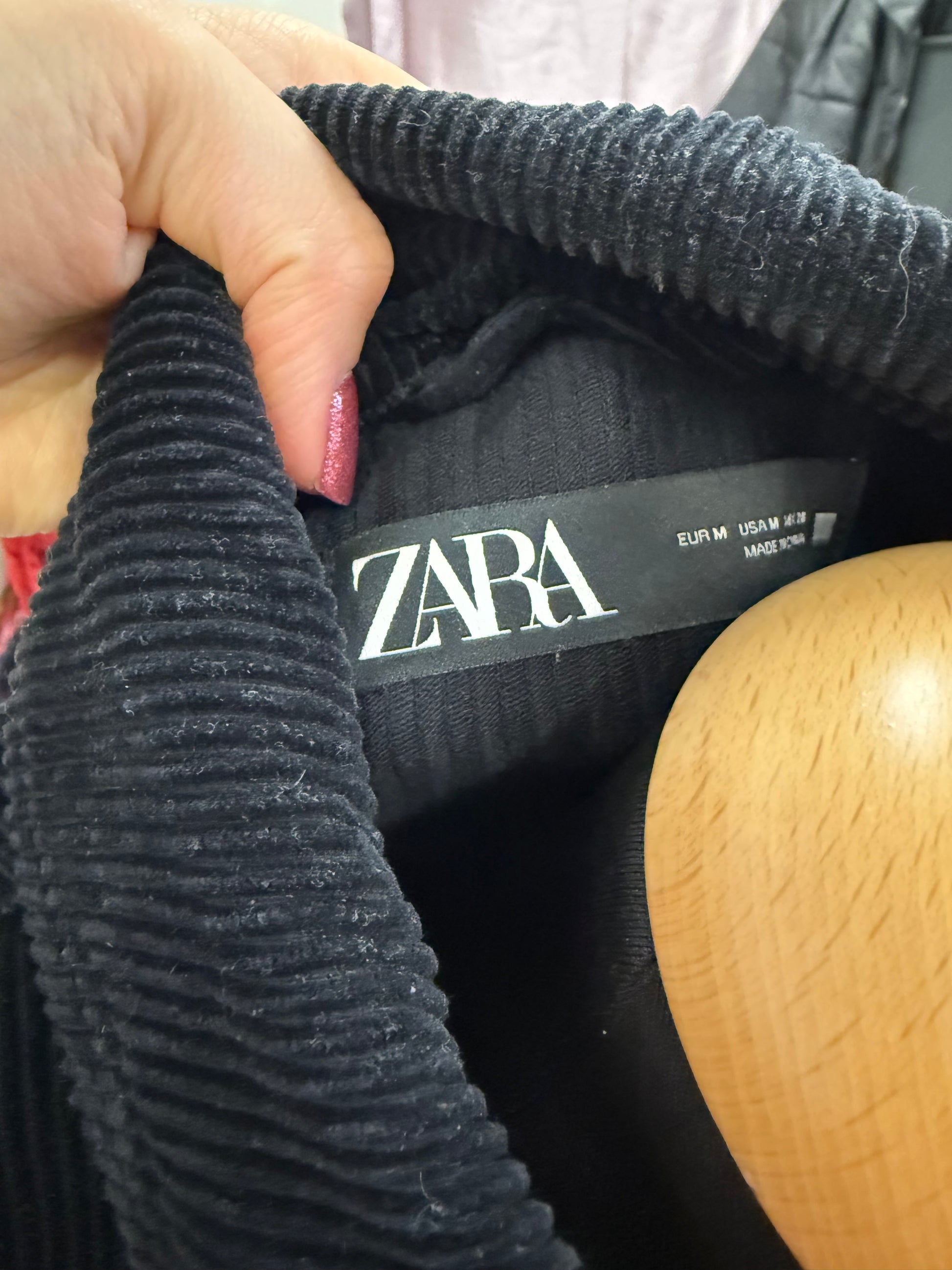 Zara black cord belted jacket