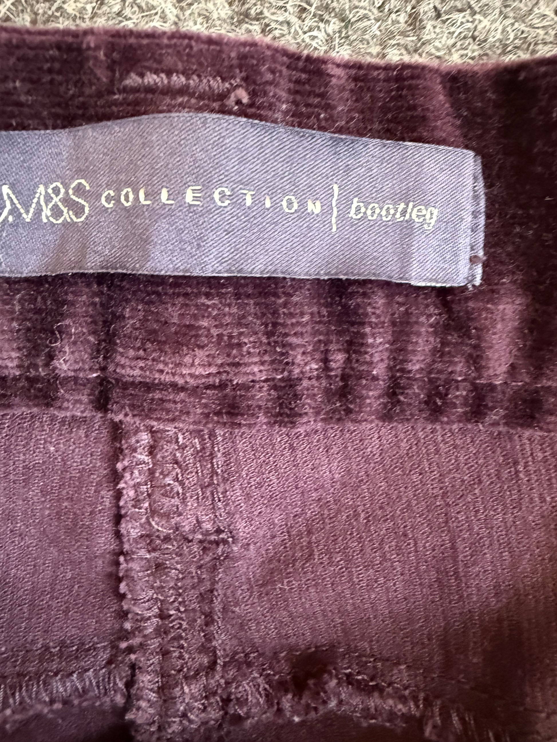 M&S purple bootcut corduroy trousers