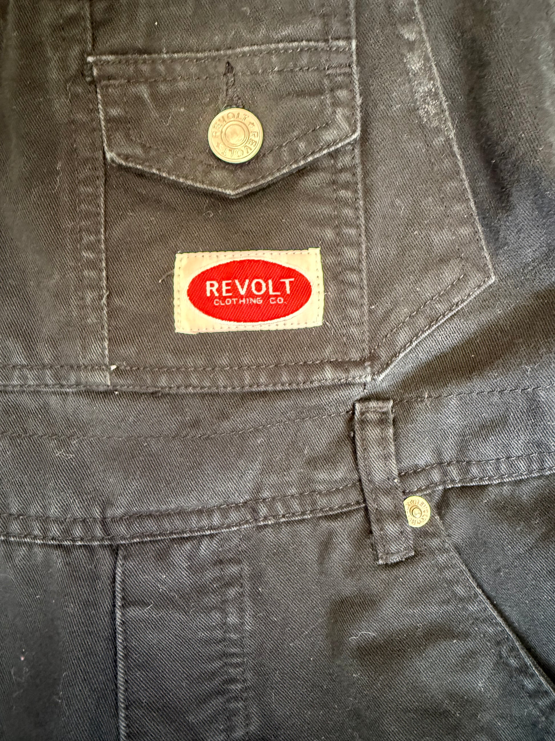 Revolt Clothing Co black short dungarees