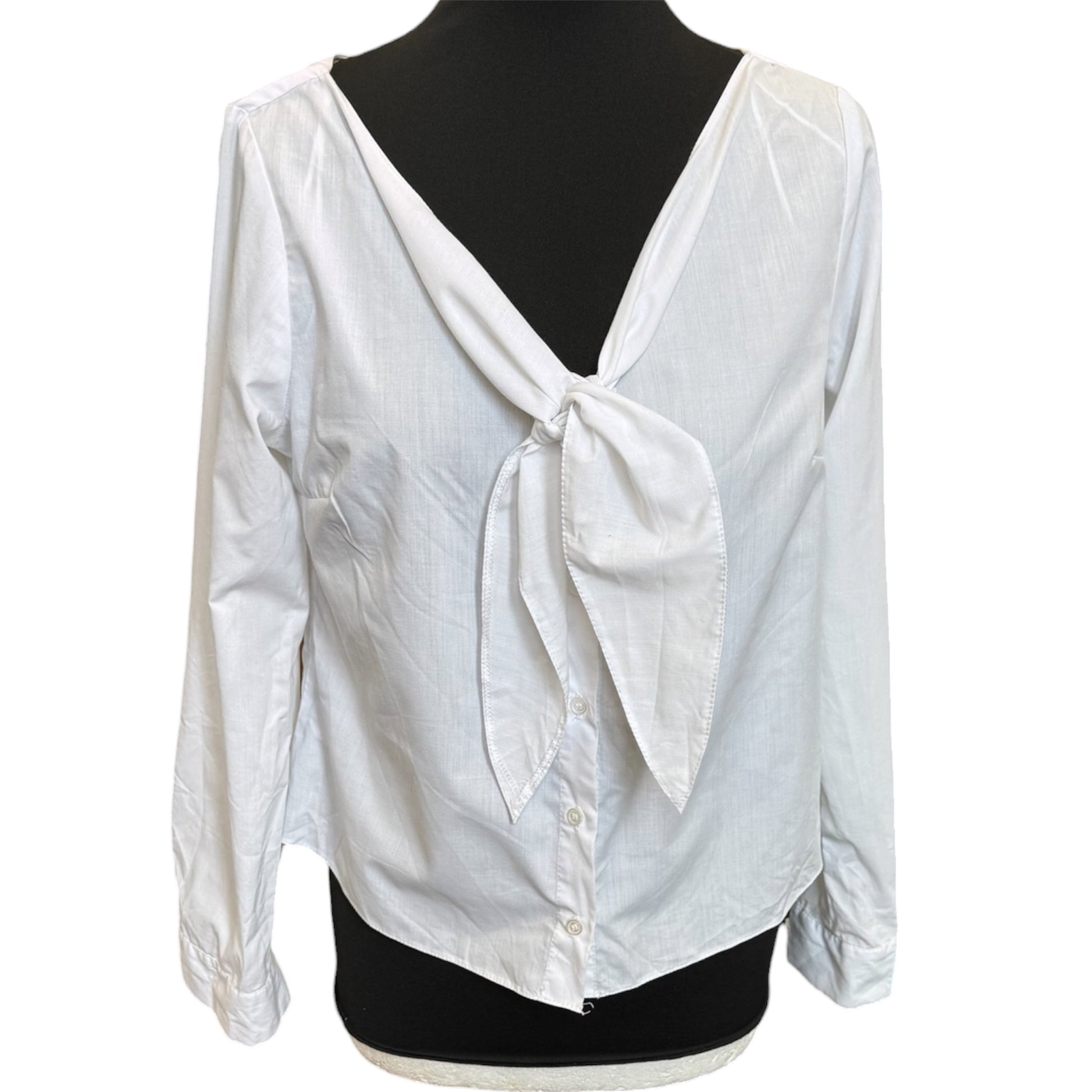 Primark white tie neck blouse
